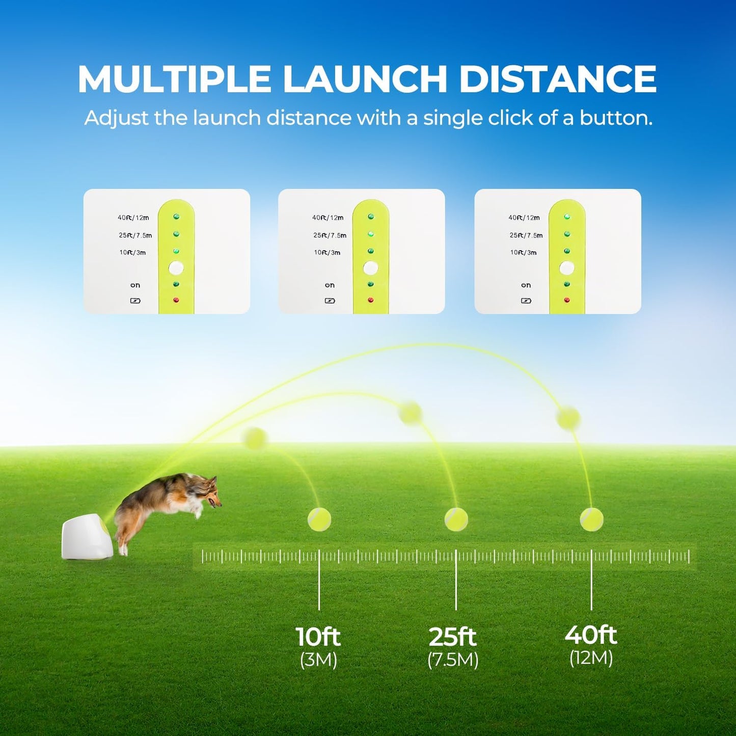 ALL FOR PAWS Automatic Ball Launcher for Dogs, Interactive Tennis Ball Outdoor Thrower for Medium to Large Dogs, Rechargeable Dog Toy, 6 Balls Included