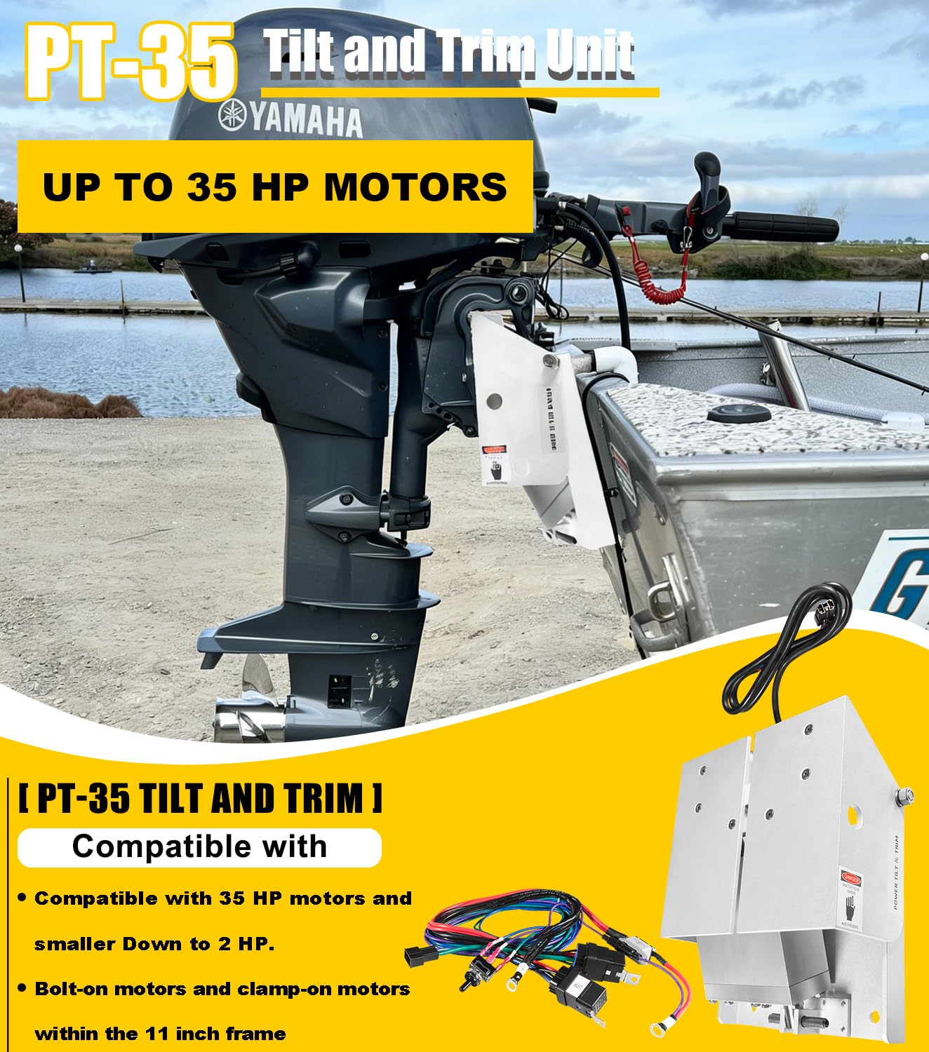 3002.1017 52100 For CMC PT-35 Outboard Motor Tilt and Trim Jack Plate & Wiring Cable Harness Kit For up to 35 HP Power and Smaller Motors Outboard Motor Electric Hydraulic Tilt & Trim