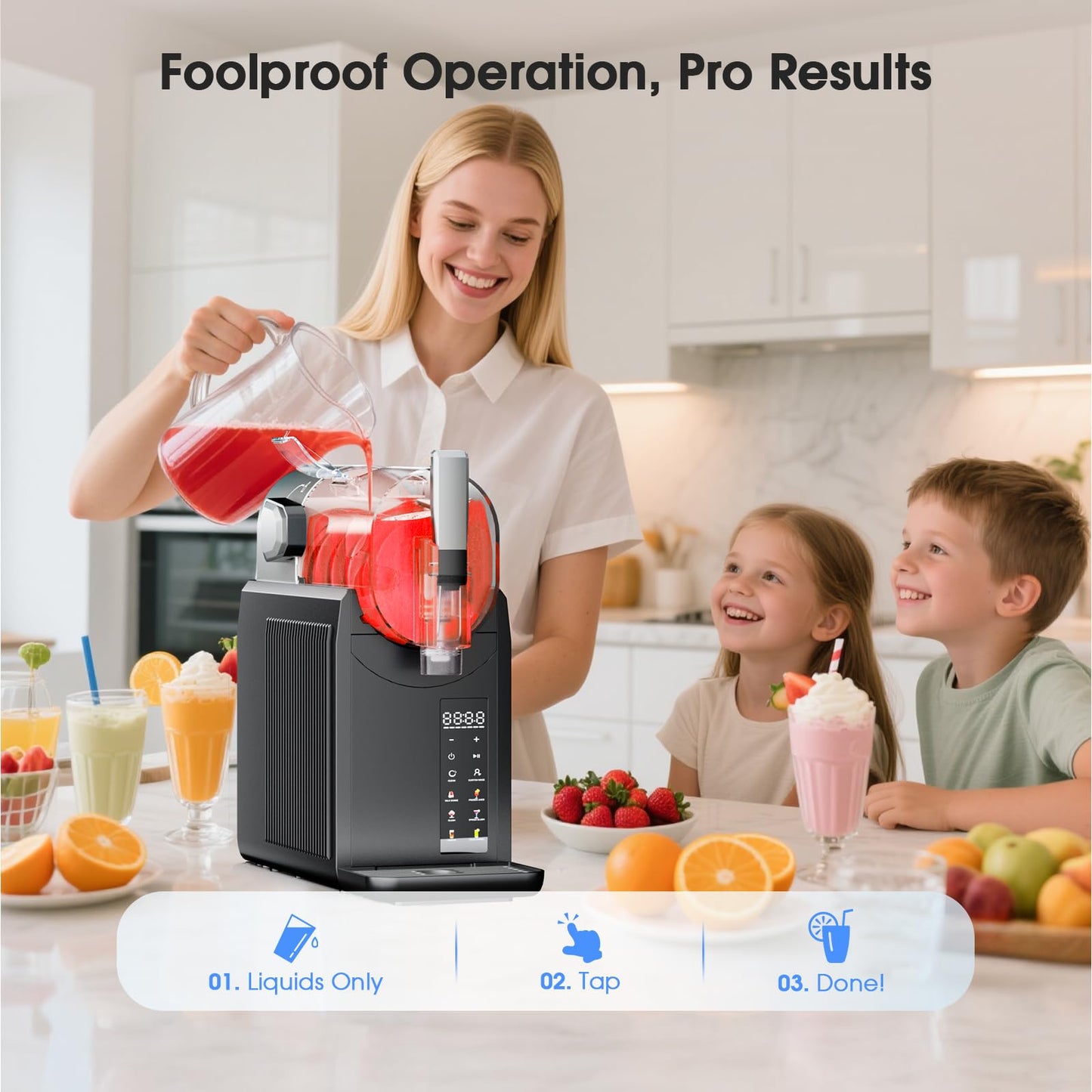 Slushie Machine for Home, Professional Frozen Drink Maker - No Ice Needed, Auto Clean, 6 Preset Programs, Rapid Freezing in 15 Mins, Keep 4H Fresh, for Frozen Margaritas, Frappés, Milkshakes and More
