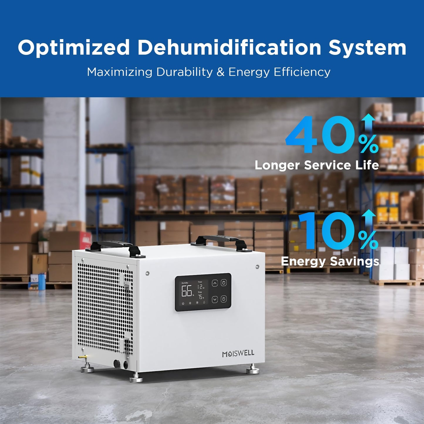 Moiswell 70 Pints Commercial Dehumidifier with Pump Portable Crawl Space Dehumidifier for Basement Energy Star Efficient Certified Compact Dehumidifiers for Home, Auto Defrost, Timer