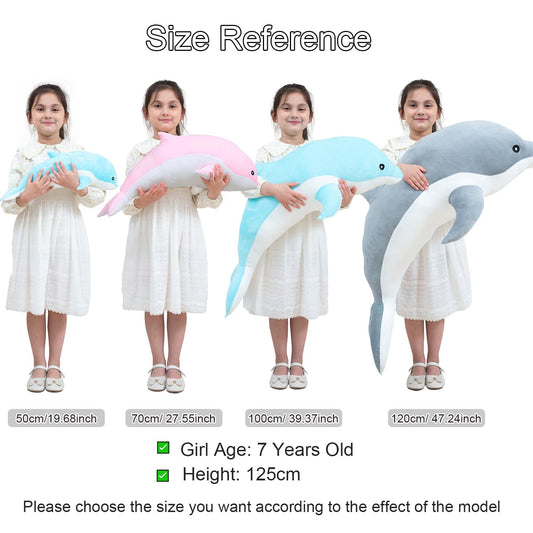 Kekeso Giant Dolphin Plush Toy, Soft Whale Hugging Pillow Stuffed Dolphin Pillow for Children Girls (Gray, 100cm/39.37inch)