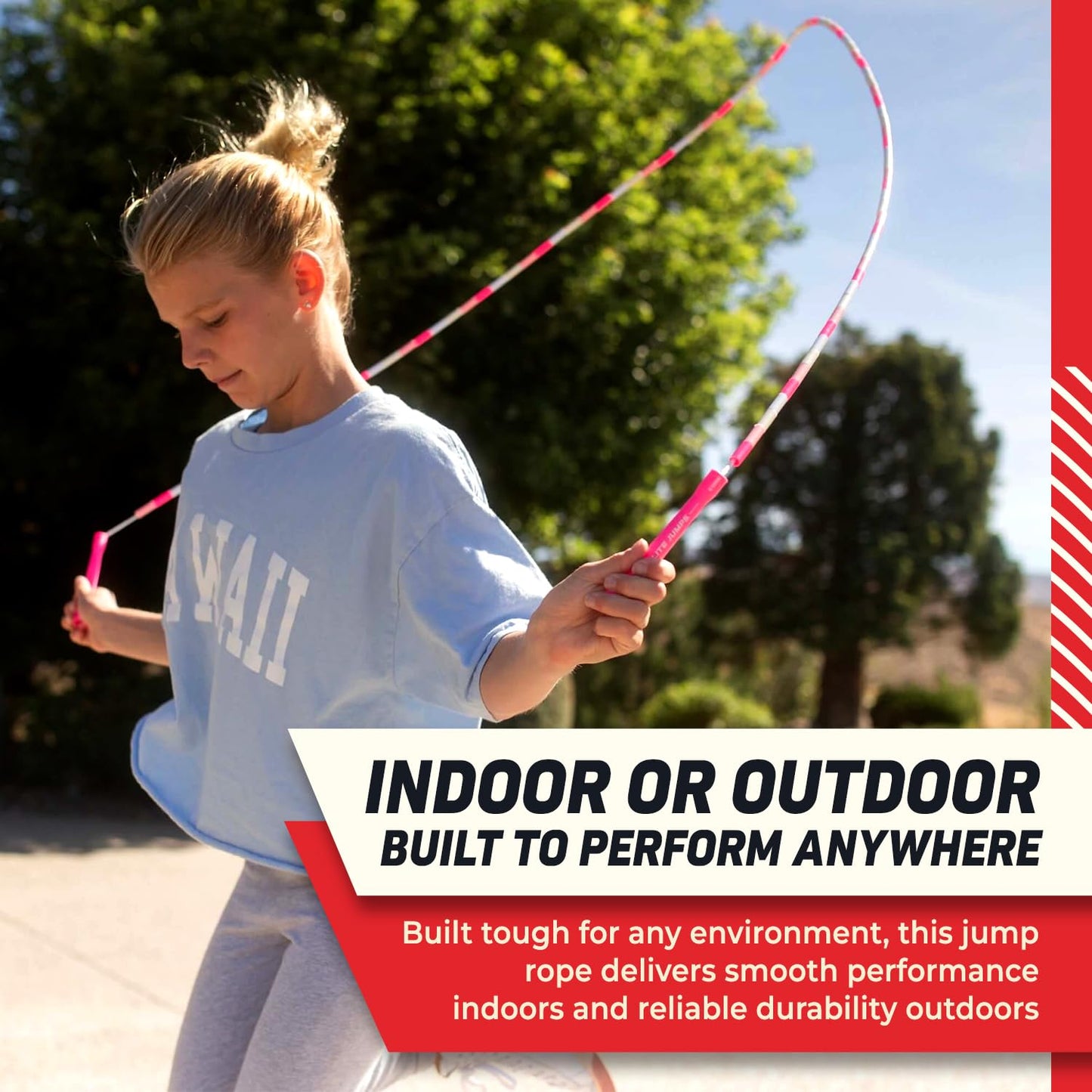Elite Jumps Beaded Kids Exercise Jump Rope – Durable, Tangle-Free Workout Equipment | Adjustable Segmented Skipping Rope for Fun, Fitness & Outdoor Play
