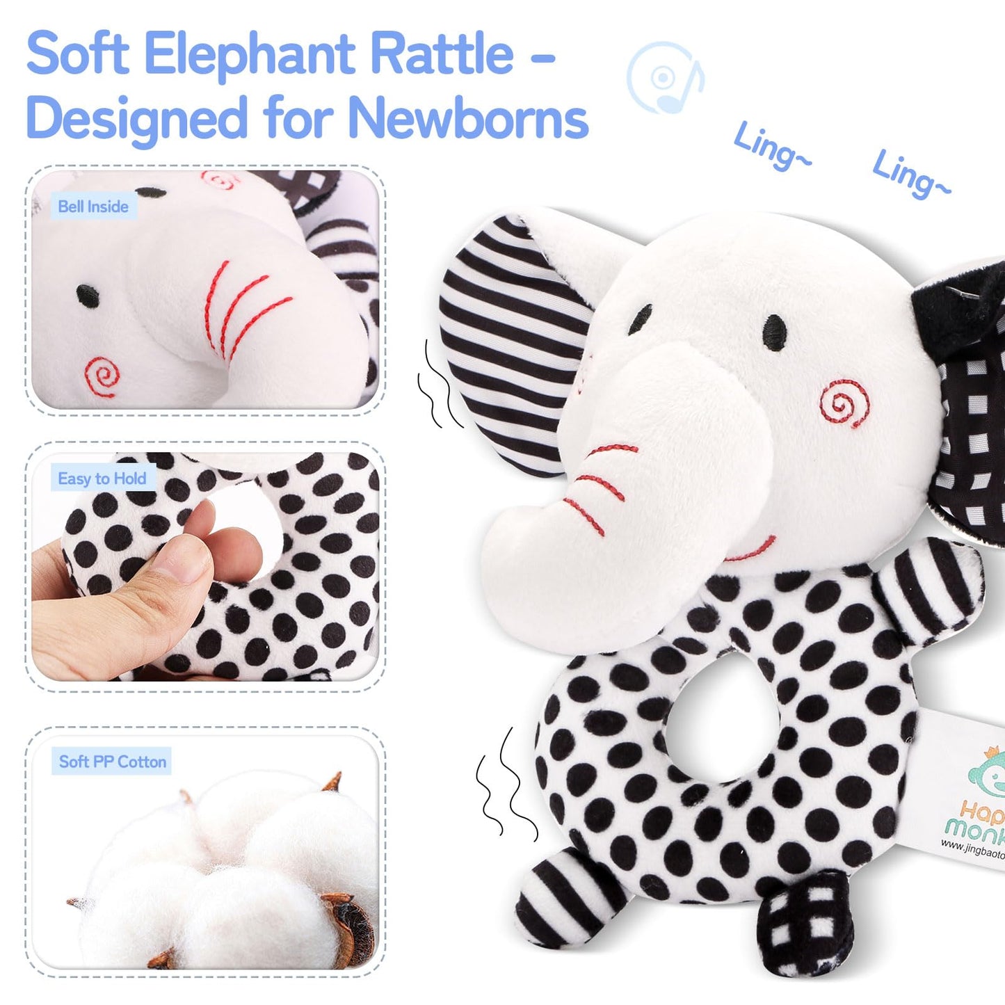 Flyxingxia High Contrast Baby Toys for Newborn, Black and White Baby Sensory Toys for 0-6-12 Months Brain Development, Montessori Infant Toys for Baby Boy Girl Shower Gifts