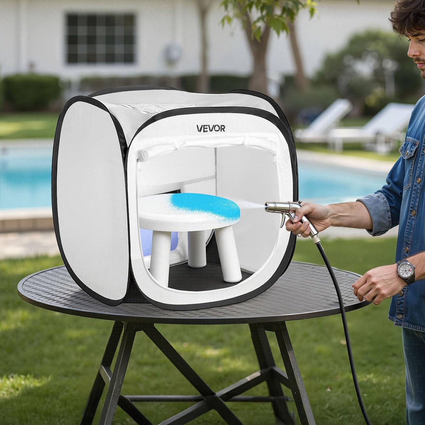 VEVOR Portable Paint Booth Tent, 15.94 x 15.94 x 16.9 inch Pop-Up Portable Spray Paint Tent with Mesh Door, Spray Painting Tents for Small Models, Sculptures, Vases, Photo Frames, Pop-Up Design