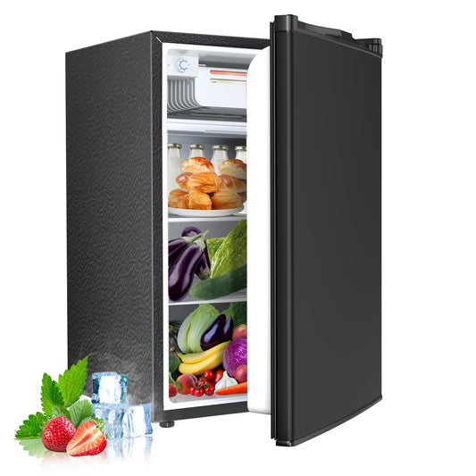 Electactic 4.5 Cu.ft Mini Fridge with Freezer, Compact Refrigerator with Reversible Single Door, Adjustable Thermostat, Low Noise, Energy Efficient for Office, Dorm, Bedroom, Apartment BLACK