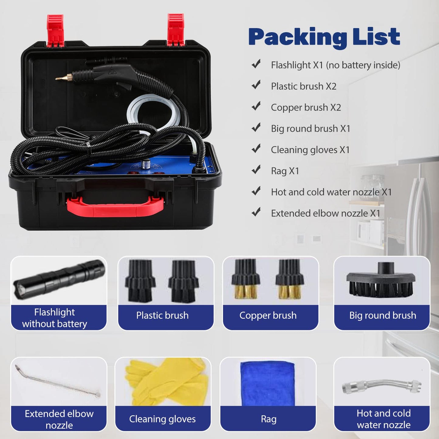 Moongiantgo High Pressure Steam Cleaner, 1700W Power High Temp Portable Handheld Cleaning Machine for Car Detailing, Tankless Heavy Duty for Home Use Kitchen Bathroom Grout Tile