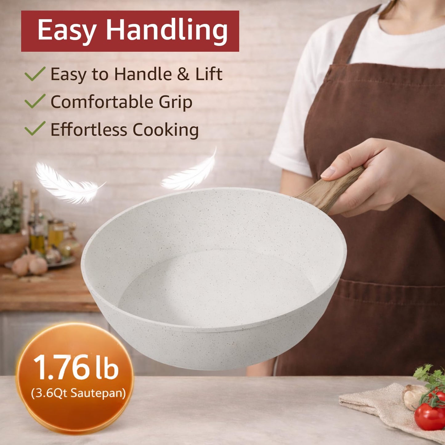 Bazova 24-Piece Pots and Pans Set Non Stick, Titanium-Reinforced Ceramic Cookware Set, Long-Lasting Nonstick,Non Toxic PFAS-Free, Induction Compatible, Complete Kitchen Set for Everyday Cooking