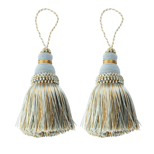 Fenghuangwu Colorful Tassel Key Tassel DIY Accessories for Curtain and Home Decoration-Mix blue-2PCS