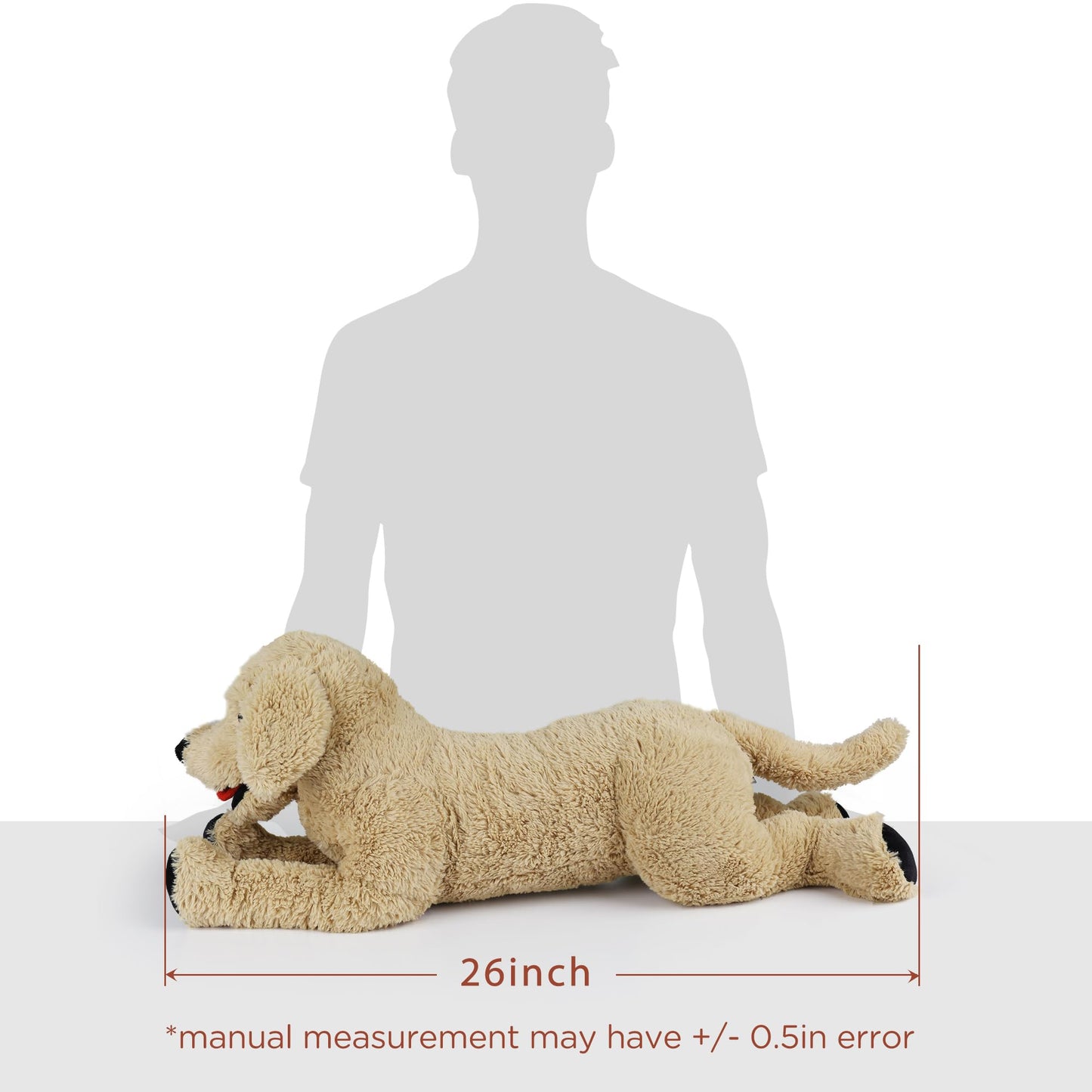 LotFancy Dog Stuffed Animals, 26'' Cuddly Golden Retriever Stuffed Animals, Dog Plush Toy, Large Stuffed Dogs for Birthday, Beige