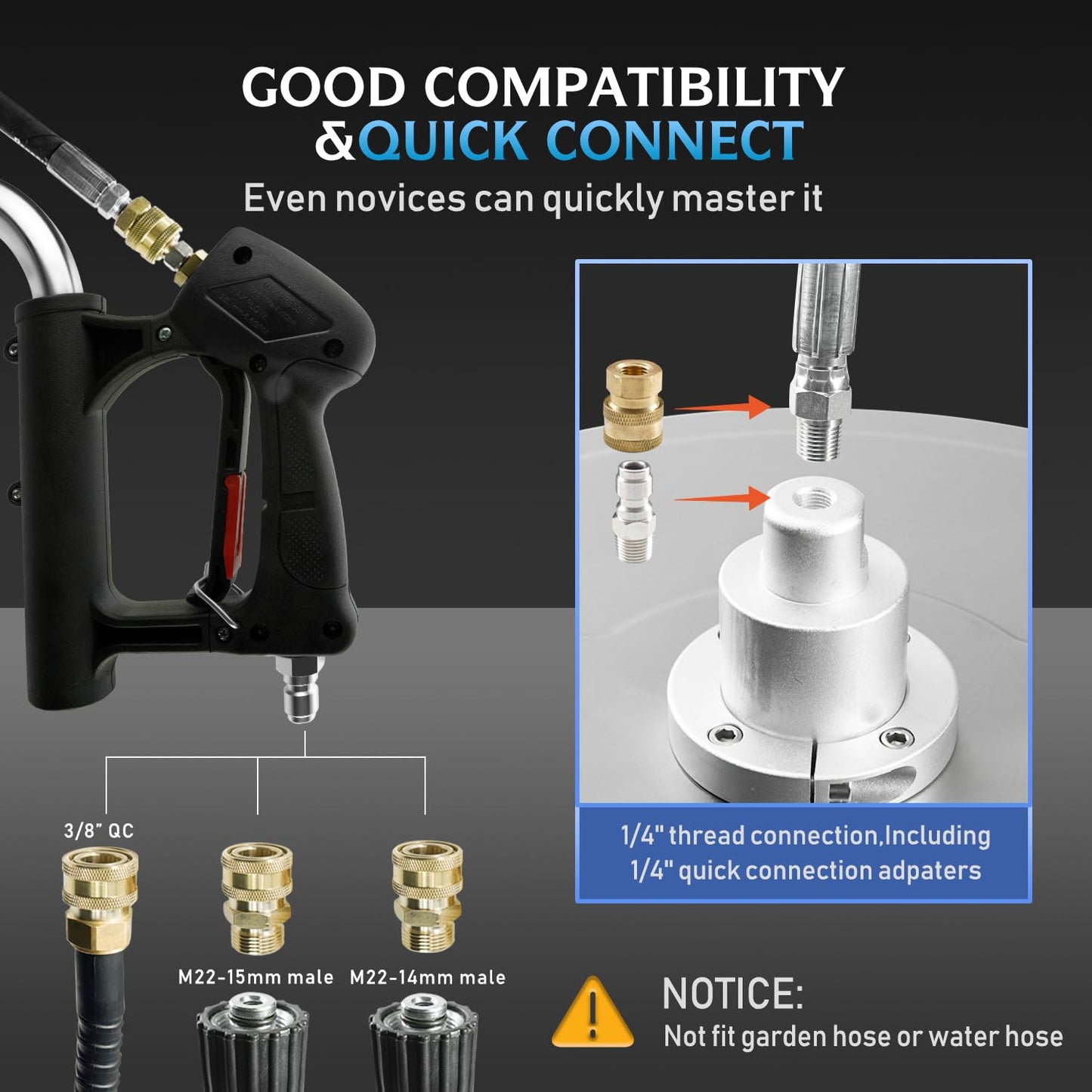 RAYNEL 30'' Pressure Washer Surface Cleaner with 4 Wheels, Dual Handle, Stainless Steel Housing, 2 Hose Adapters, 4 Replacement Nozzles and 5 Spray Nozzles