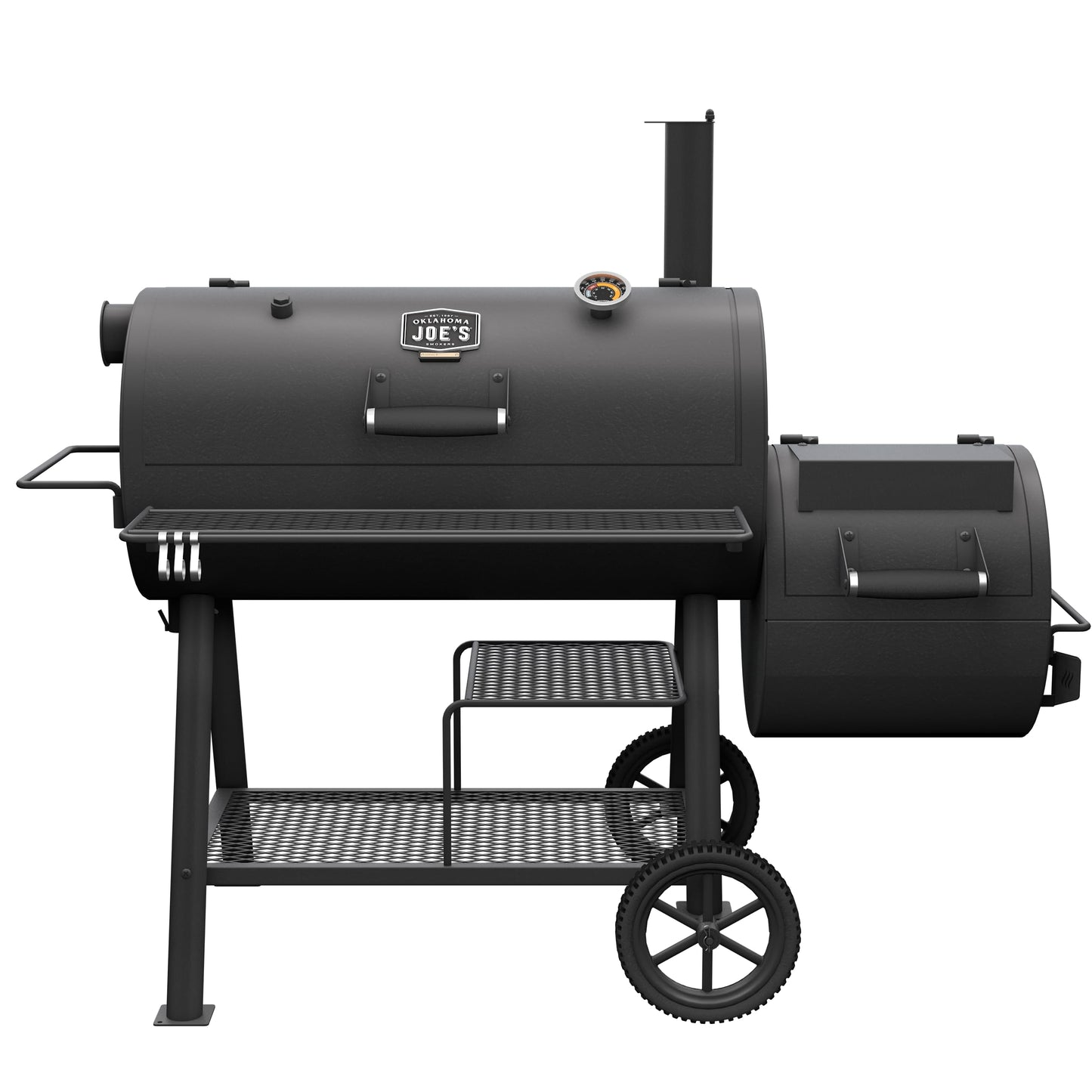 Oklahoma Joe's® Highland Offset Reverse Flow Offset Charcoal Smoker and Grill With 1093 sq. in. Cooking Area in Black - Charcoal Smoker Grill