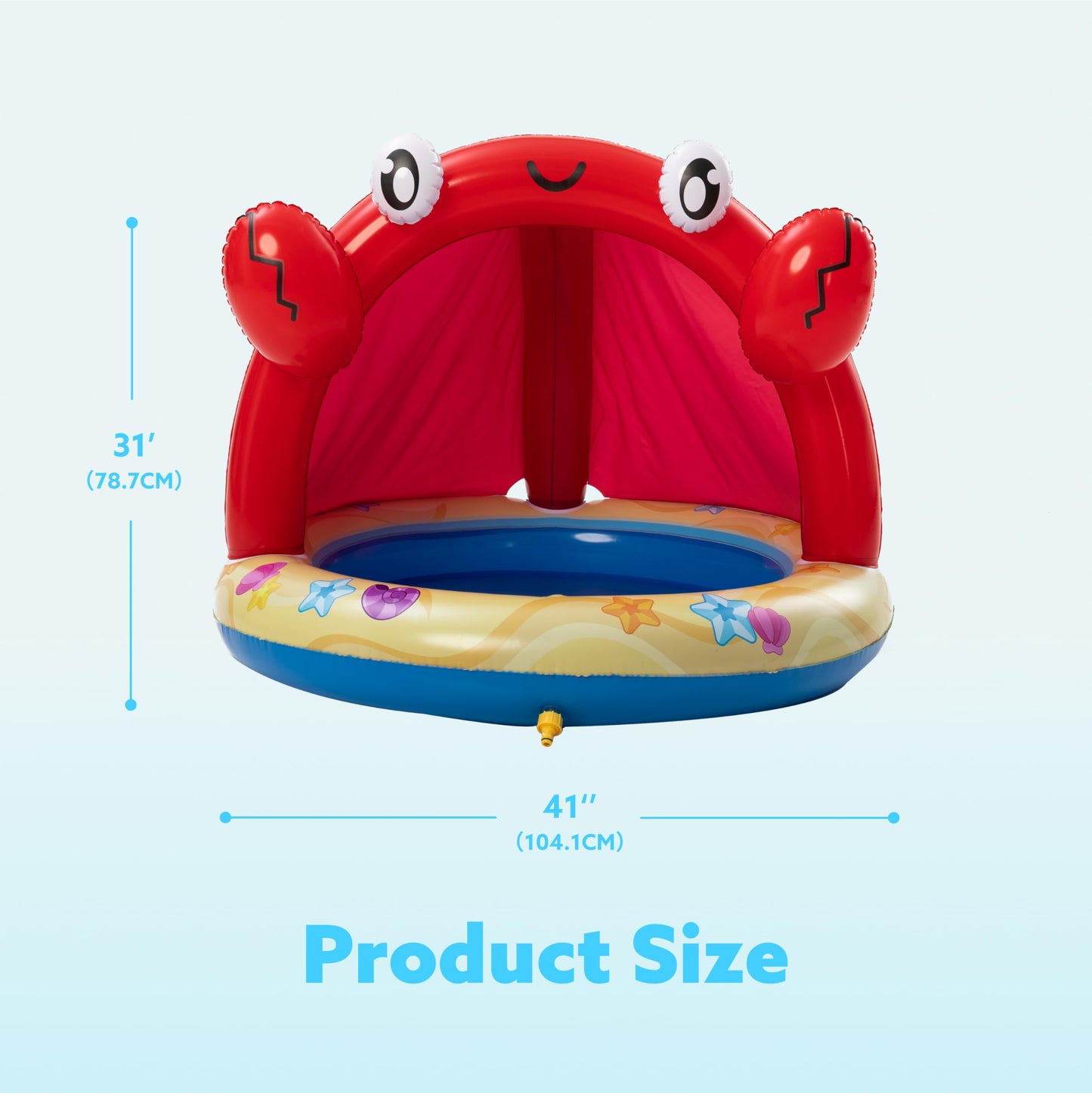 Sloosh Baby Pool Toddler Sprinkler, Crab Splash Pool with Canopy, Baby Wading Pool Inflatable Sprinkler for Learning, Children’s Water Pool Toys, Inflatable Kiddie Pool for Outdoor Summer Water