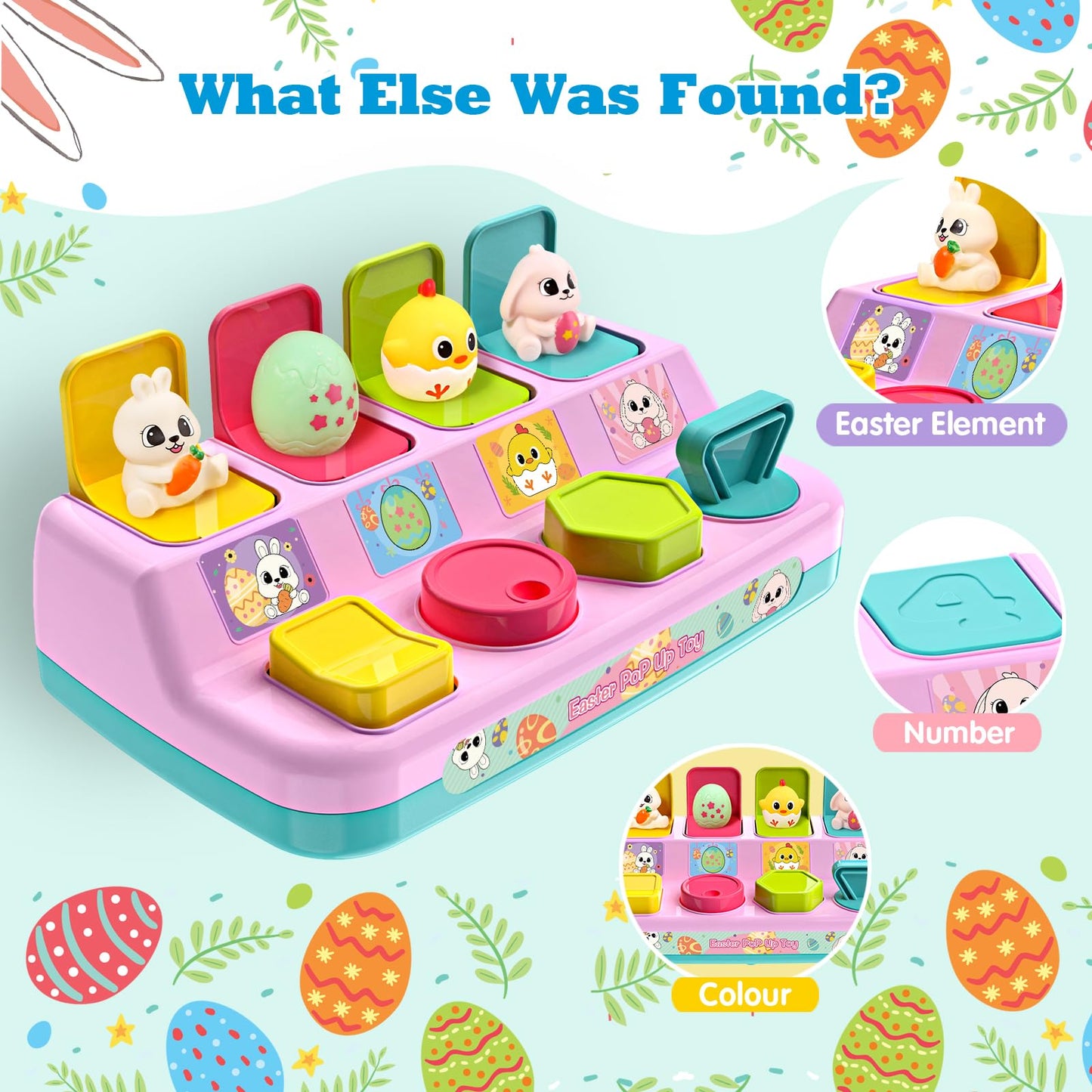 Letapapa Interactive Pop Up Toys for Toddlers, Toddler Easter Toys Easter Basket Stuffers, Montessori Cause and Effect Toy Gifts for Baby Early Learning, Baby Toys for Boys Girls Age18 Months+(Pink)