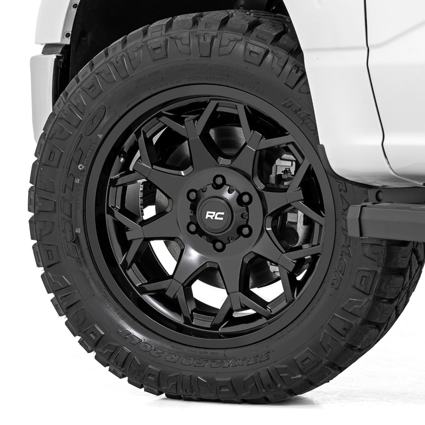Rough Country 80 Series 20x10 Wheel - 5x5.0" Bolt Pattern, 25mm Offset, One-Piece Aluminum, Semi-Gloss Black Off-Road Rim for Jeeps, Trucks, SUV