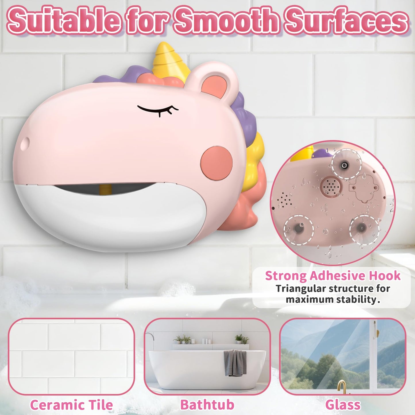 Infowush Baby Bath Toys, Unicorn Bath Bubble Machine Toddler Bath Toys for Kids Ages 1-3 4-8, Interactive Bathtub Shower Water Toys Bubble Maker with Music Christmas Birthday Gifts for Boys Girls