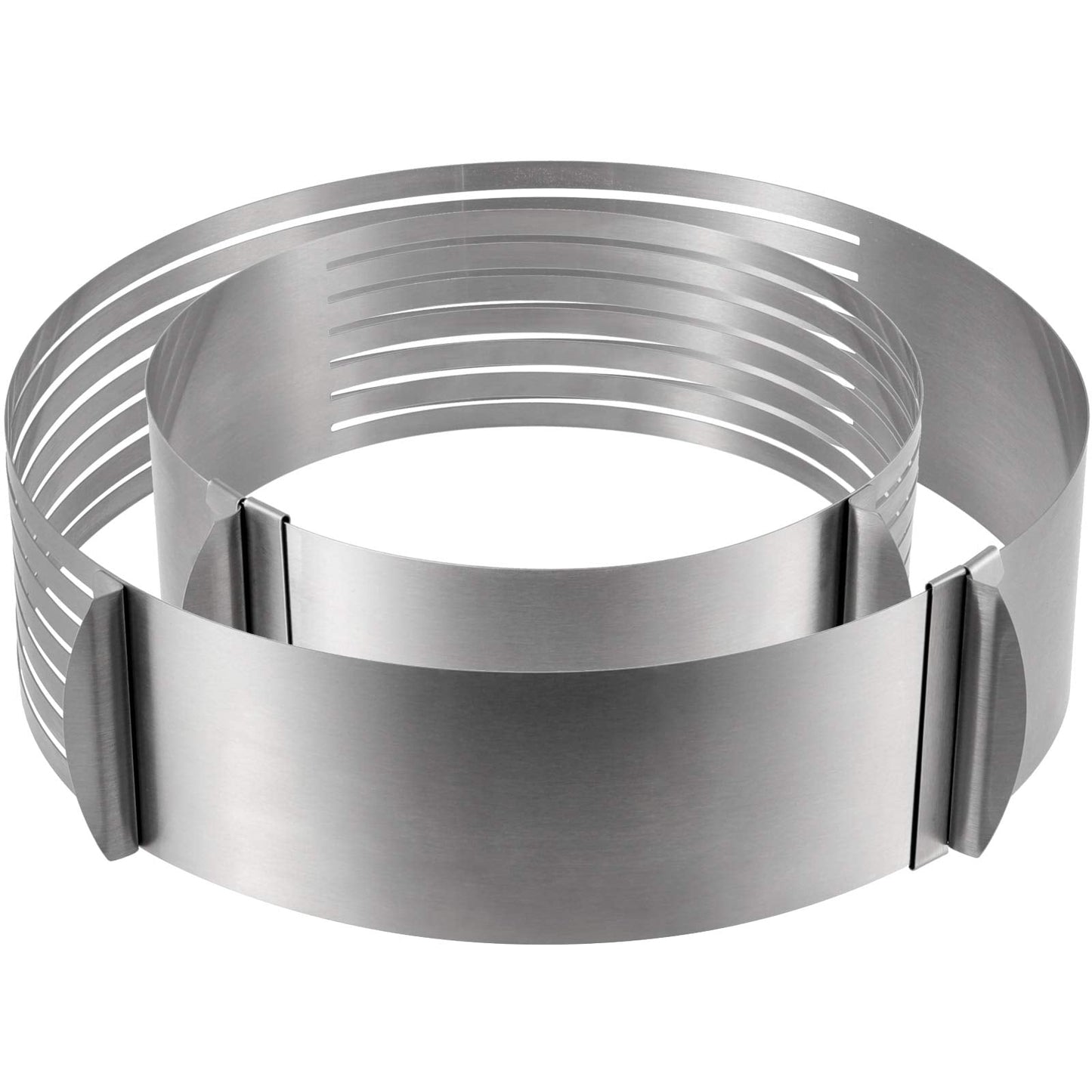 HAKZEON 2 Pack Cake Ring Set, Adjustable Stainless Steel Mousse Cake Rings, Round Molds Cookie Cutter Leveler 7 Layer 6-12 inch for Kitchen Restaurant Mousse DIY