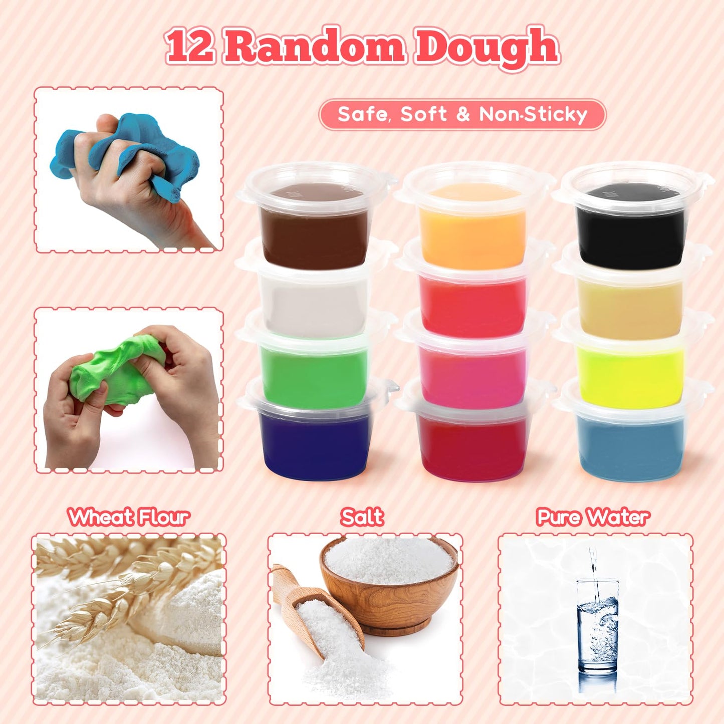 SOCBTNSO 3 in 1 Dough Sets 59 PCS for Kids Ages 4-8, Dough Tools Kit with Ice Cream Noodle Hamburger Maker Machine, Kitchen Creations Art Crafts Food Play Toys for Boys Girls Kids Toddlers Ages 3+