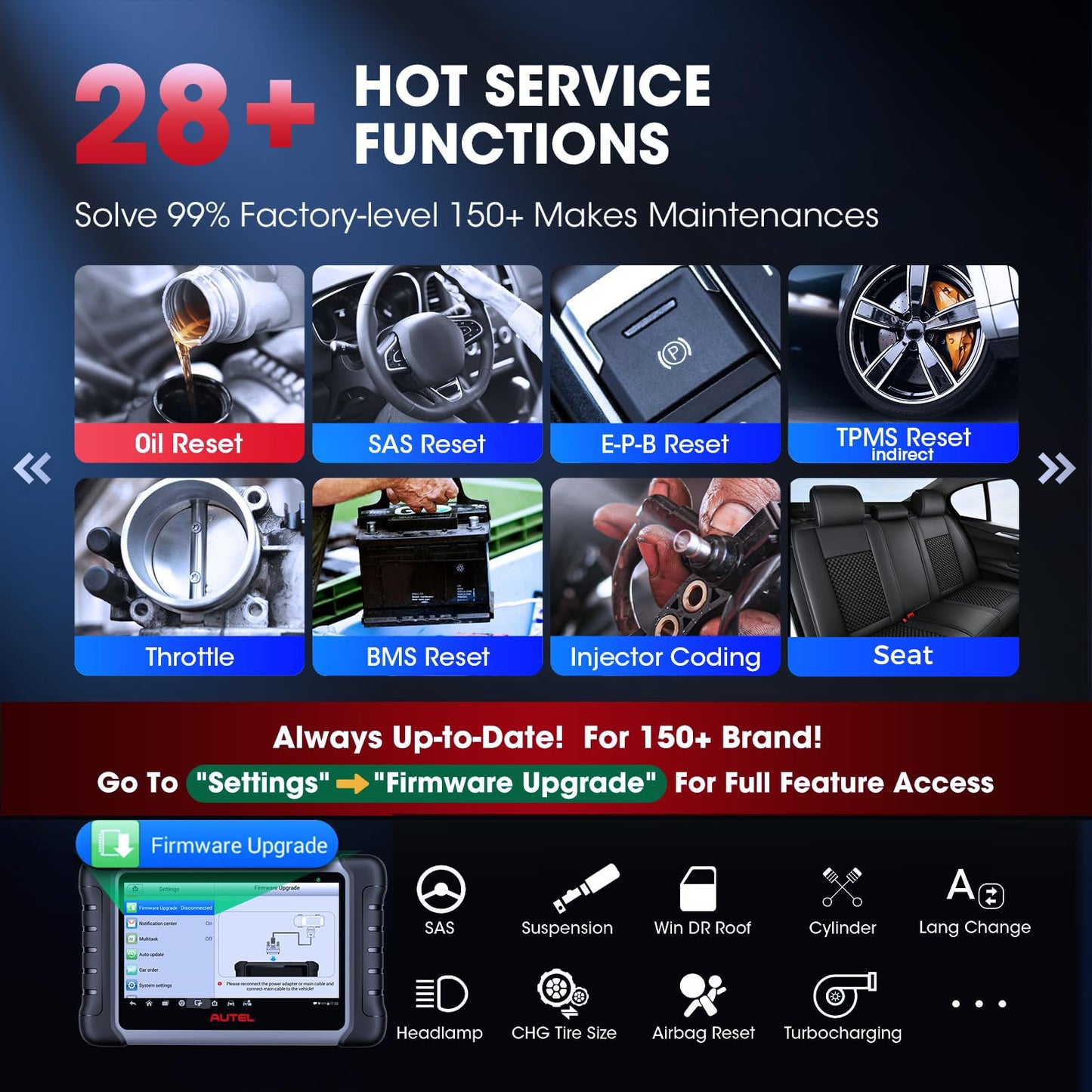 Autel Scanner MaxiCOM MK808S: 2026 Bidirectional Tool as MK808BT Pro MX808S M808Z, Work as MaxiCheck MX900 MK900BT, 28+ Service, Active Test, All System Diagnose, Injector C0ding, FCA Autoauth OS 11