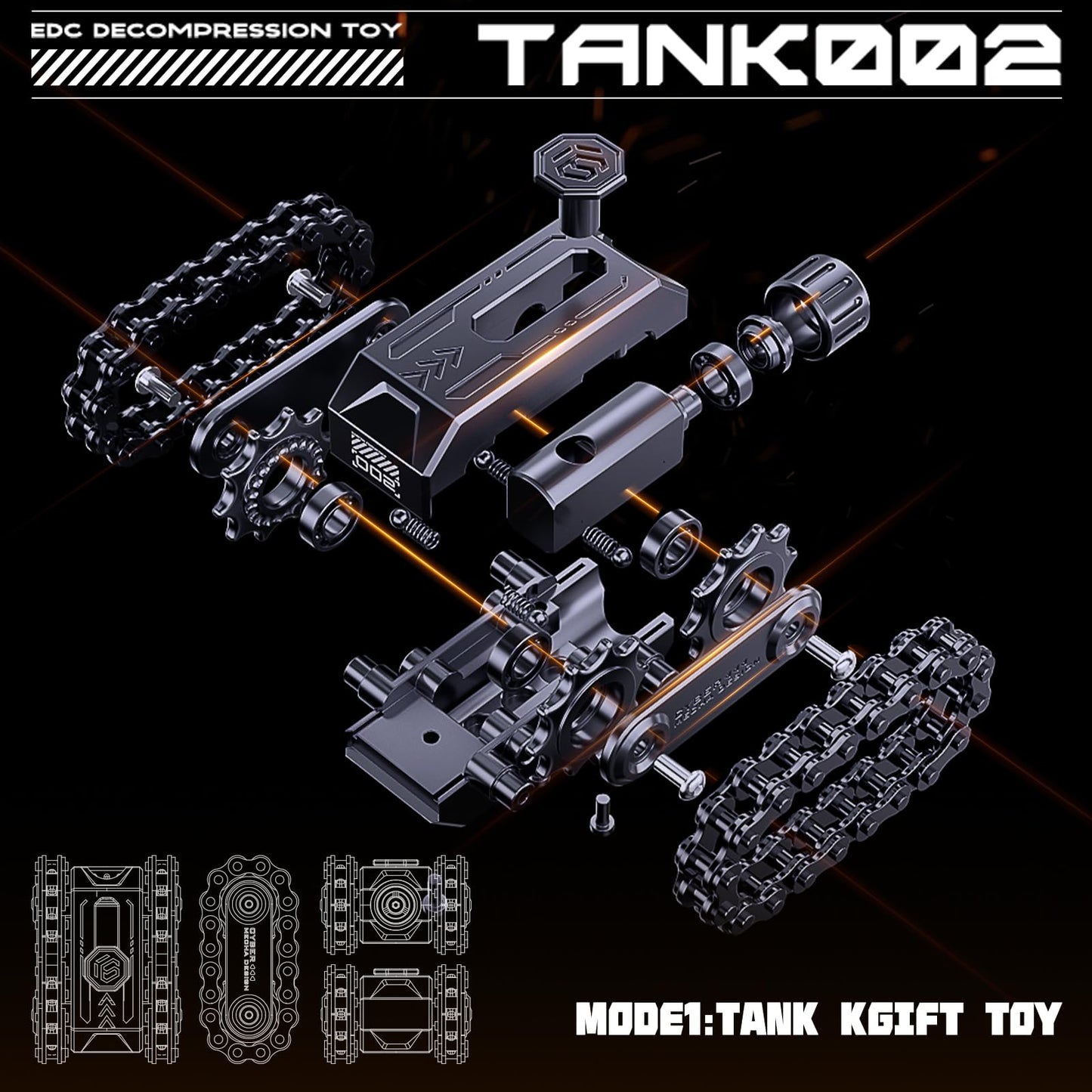 4 in 1 Fidget Slider Roller Chain Spinner Combo, Metal Chain Fidget Toy with Tactile Feedback & Clicking Sounds, Stress Relief Sensory Toy for Adults, Focus Tool for Work Study Waiting