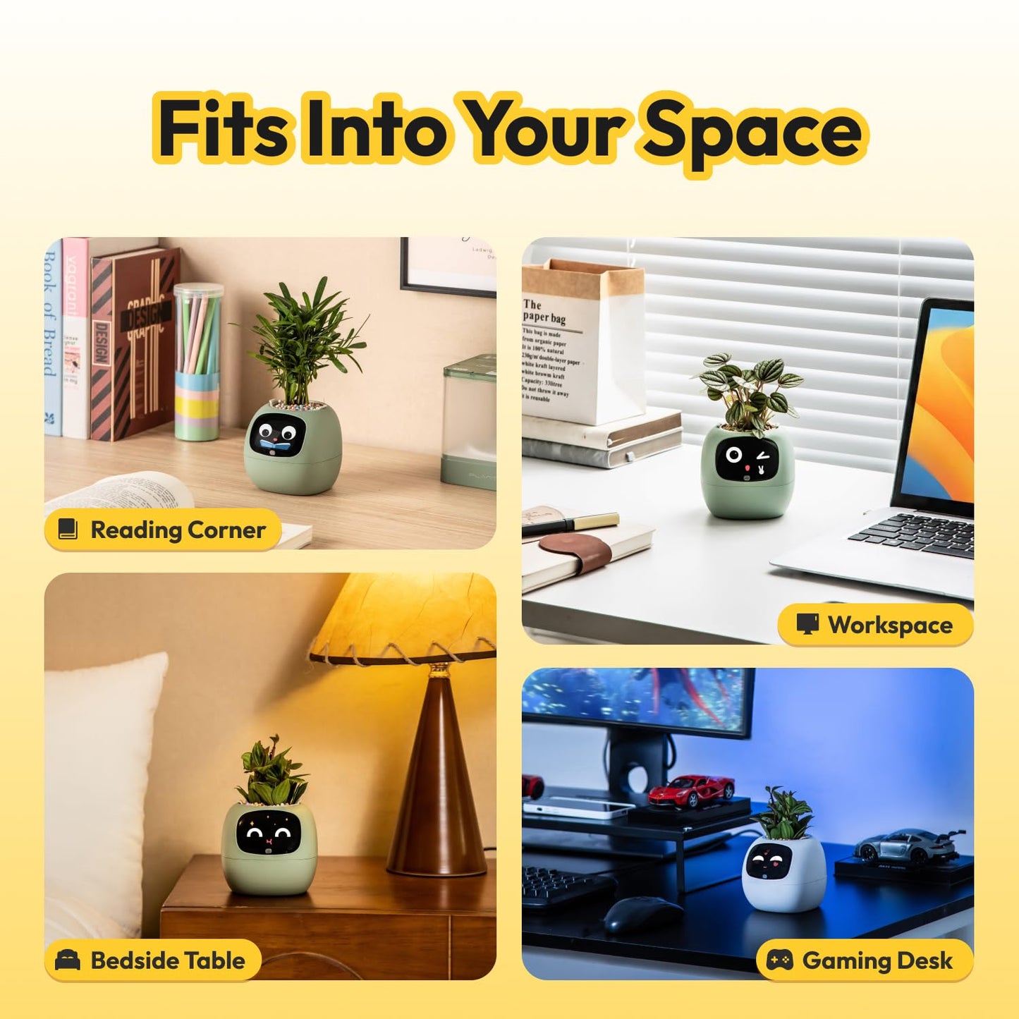 PLANTSIO Ivy Interactive AI Desk Companion, Smart Plant Pet with 100+ Expressions, Cute Indoor Planter for Office Decor, Unique Gift for Plant Lovers & Coworkers(Blush)