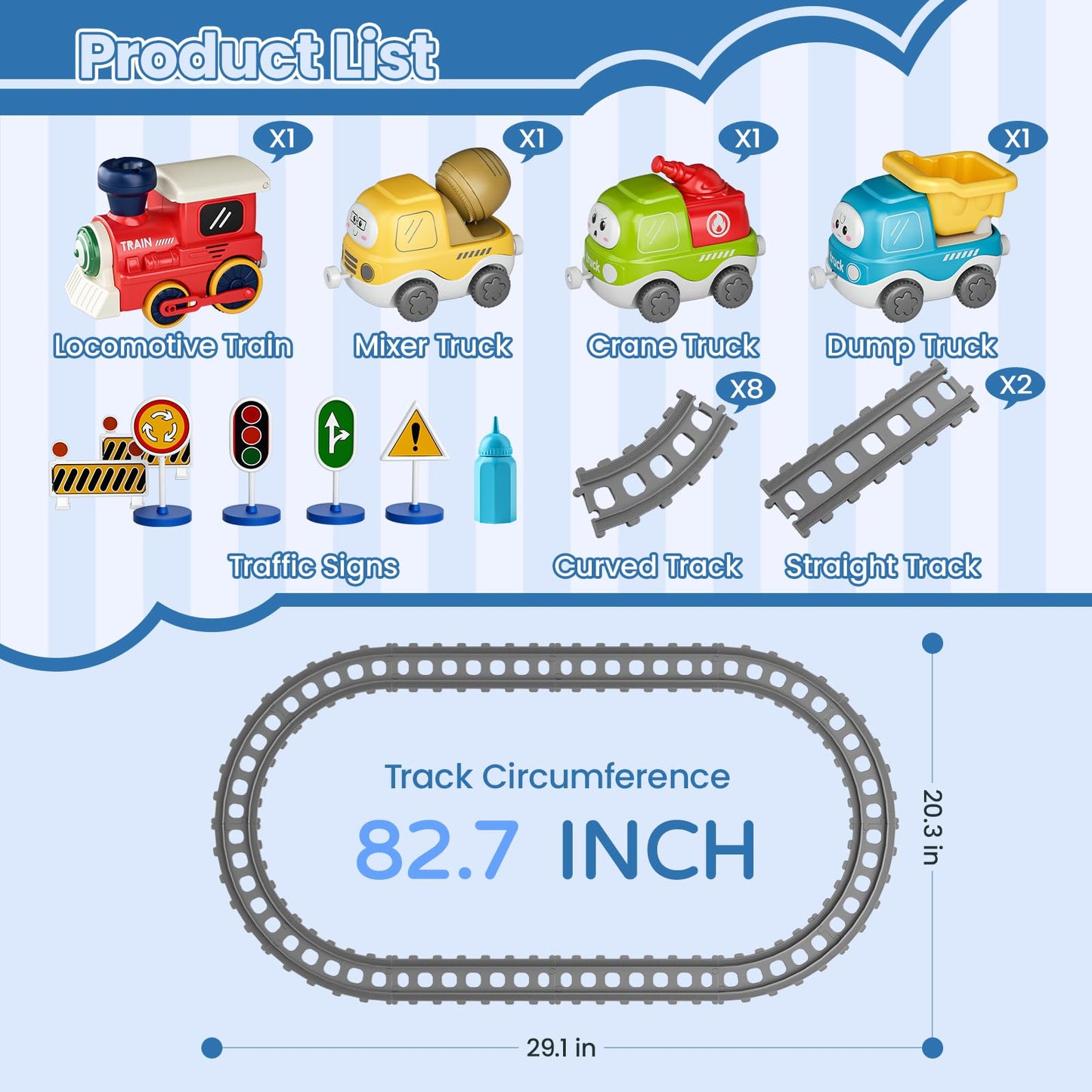 Dimoarch Electric Train Set for Toddlers with Sound & Lights, Magnetic Connection Train Toys with Tracks & Road Signs, Christmas Birthday Gift for 3 4 5 6 Year Old Boys Girls