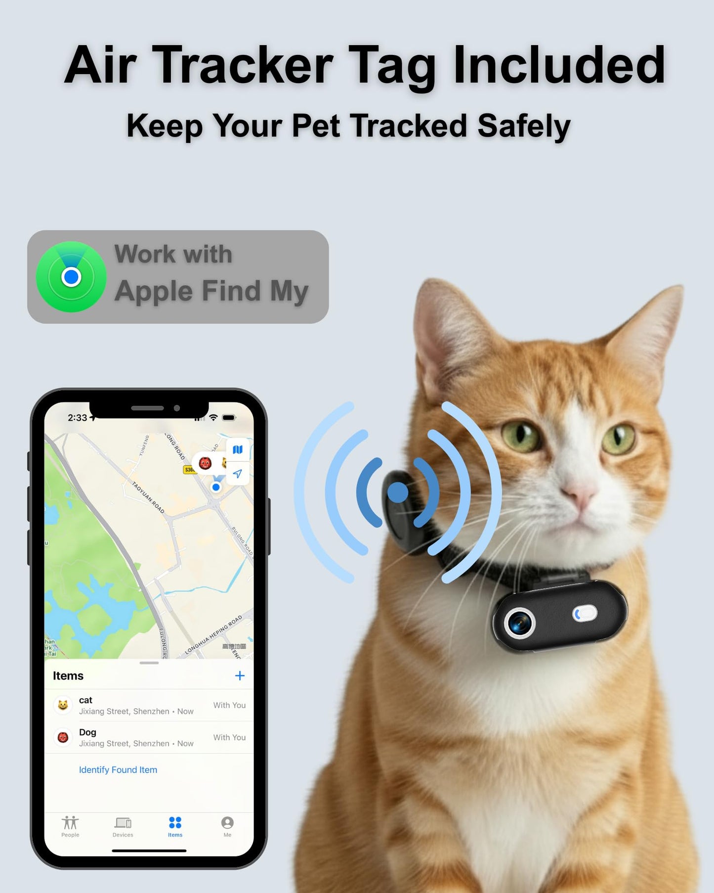 ZoomaraKam Cat & Dog Camera Collar with Phone APP, 1080P HD Video Recording Pet Camera Collar – Lightweight Pet POV Cam for Curious Cats & Adventurous Pups (XS-with Tracker)