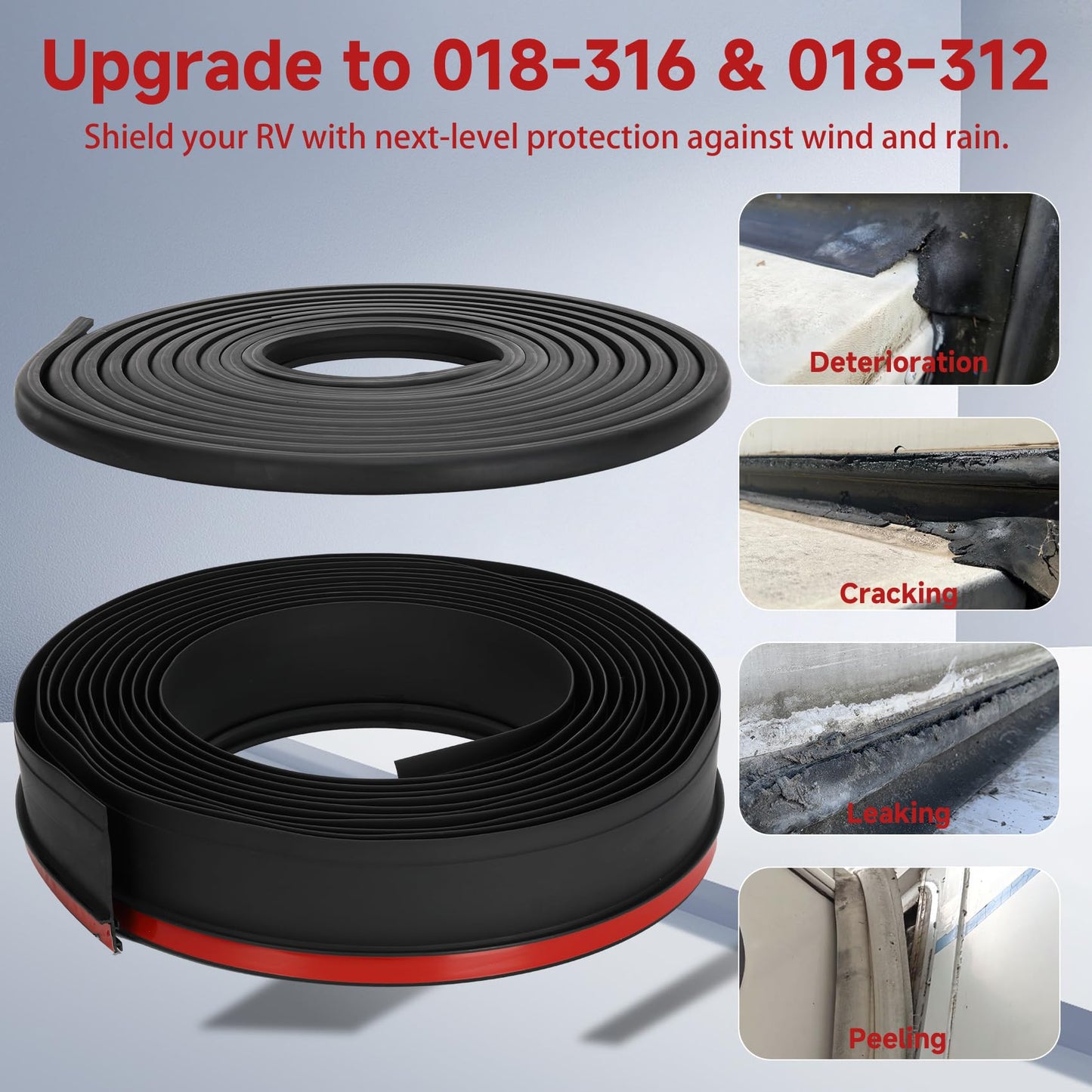 RV Slide Out Seal Kit 018-316 EK Base with 2-7/8" Wiper & 018-312-EKD,1/2' * 3.66" * 35’ Clip Base & 1' * 15/16" * 35' D-Seal,Travel Trailer Weather Stripping,Black Rubbers for RV Slideout System