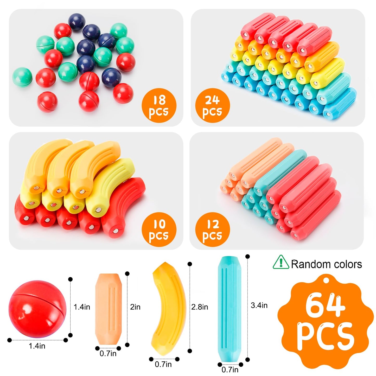 STEMTiles 64PCS Magnetic Building Blocks, Montessori Magnet Toys for Kids Toddlers, STEM Learning Toys for Boys and Girls, Creativity Kids Game