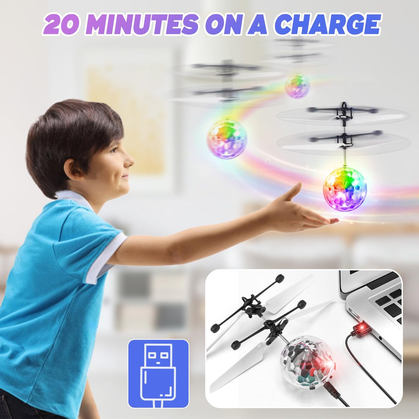 Ocditikl 2 Pack Flying Orb Ball, LED Glowing Orbiter Toy for Indoor Outdoor Kids Games - Birthday Toys for Boys Girls Ages 6 7 8 9 10 12 Year Old