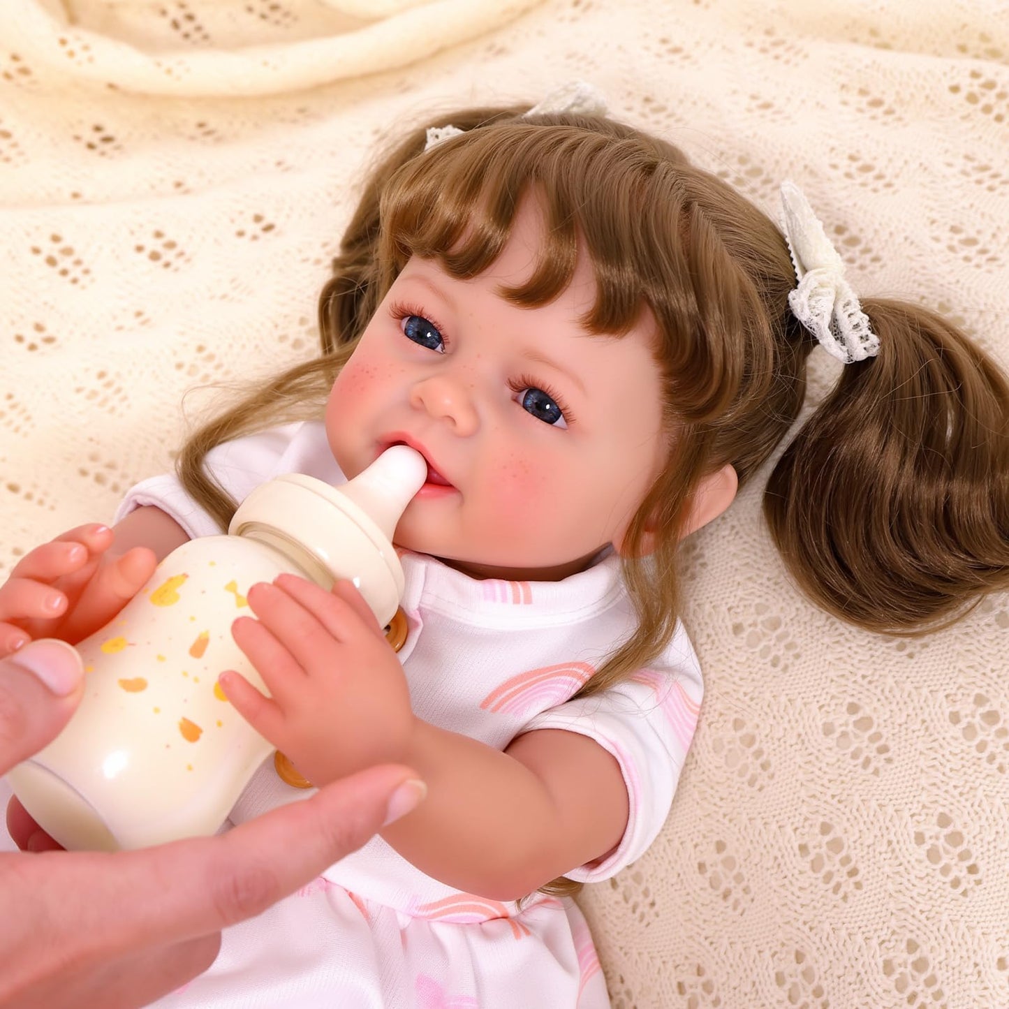 BABESIDE Lifelike Reborn Baby Dolls with Freckles, 20 Inch Realistic Newborn Real Life Doll Girl Soft Vinyl and Cloth Body Baby Dolls with Toy & Gift Box for Kids Age 3 +