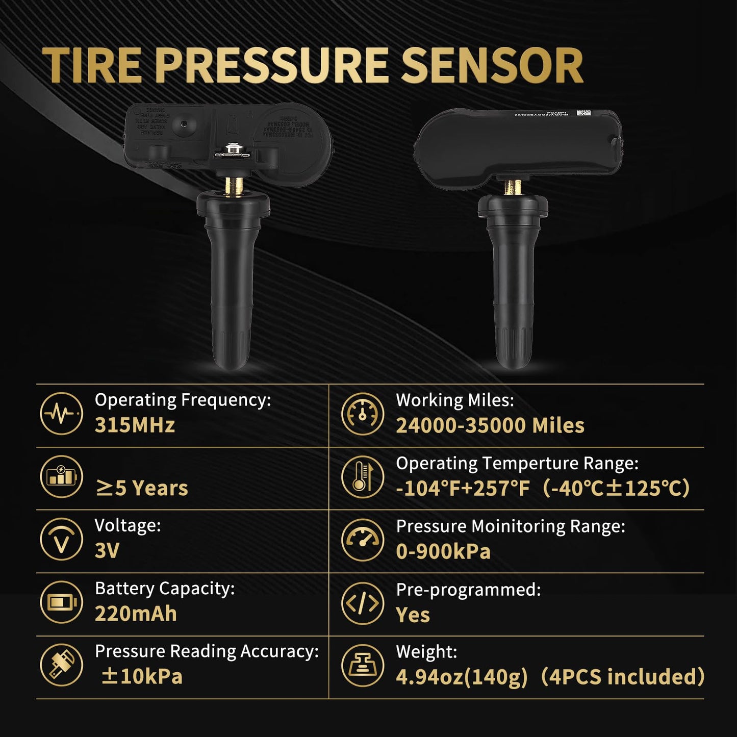 AXINMOTOO TPMS Sensor 4PCS 315MHz Tire Pressure Monitoring Sensor Replacement for Subaru Impreza 2008-2014, Legacy 2008-2015 28103SA001 28103SG000