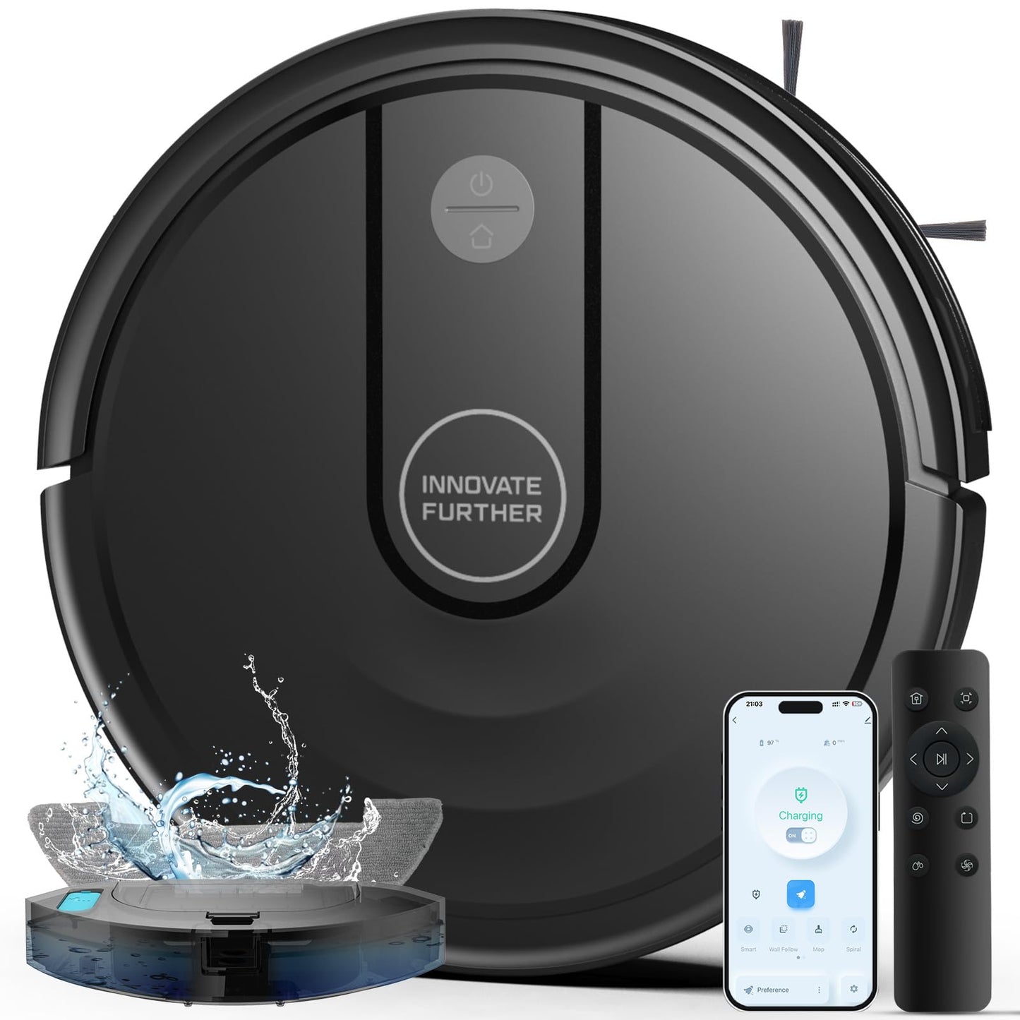 Robot Vacuum and Mop Combo, 3-in-1 Robot Vacuum Cleaner with 5000Pa, Smart Navigation Robotic Vacuums with Multi-Surface Cleaning, 2.87" Super Slim, Wi-Fi/App/Alexa, for Pet Hair Hard Floors Carpet