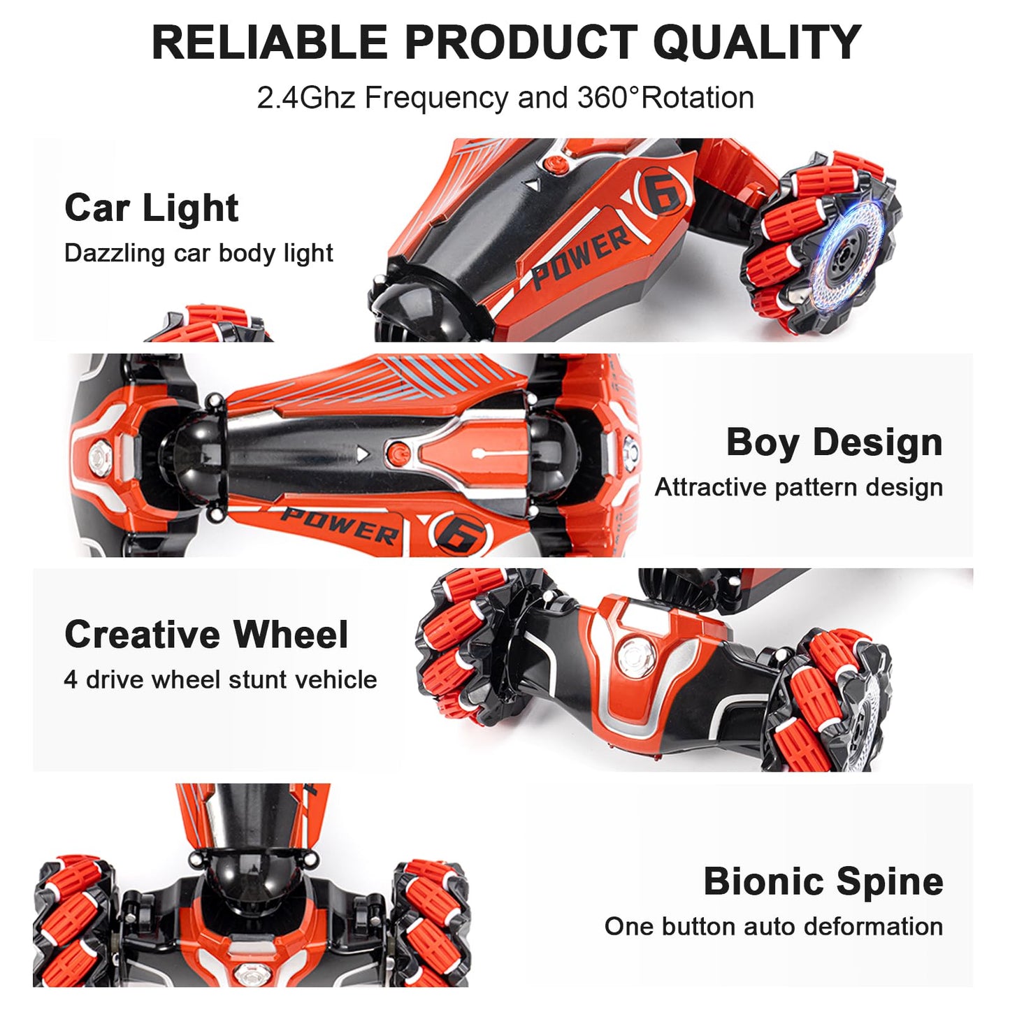 YEMIAI Gesture Sensing RC Stunt car, 4WD Drive Watch Remote-Controlled Vehicle, Bidirectional Drifting Off-Road Vehicle with Music and Lights Toys for Boys,Presents for Kids 4-12 Old