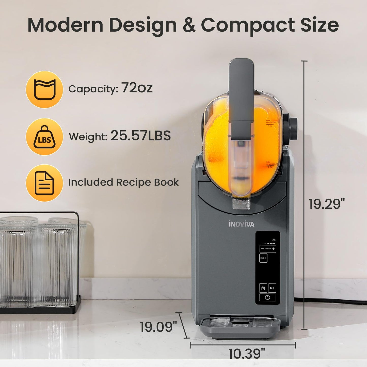Slushie Machine, No Ice Needed, INOVIVA 68 oz Frozen Drink Maker for Home with Self-Cleaning, 5 Preset Programs, Frozen Margaritas, Frappés, Milkshake, and More, (2025 Version)