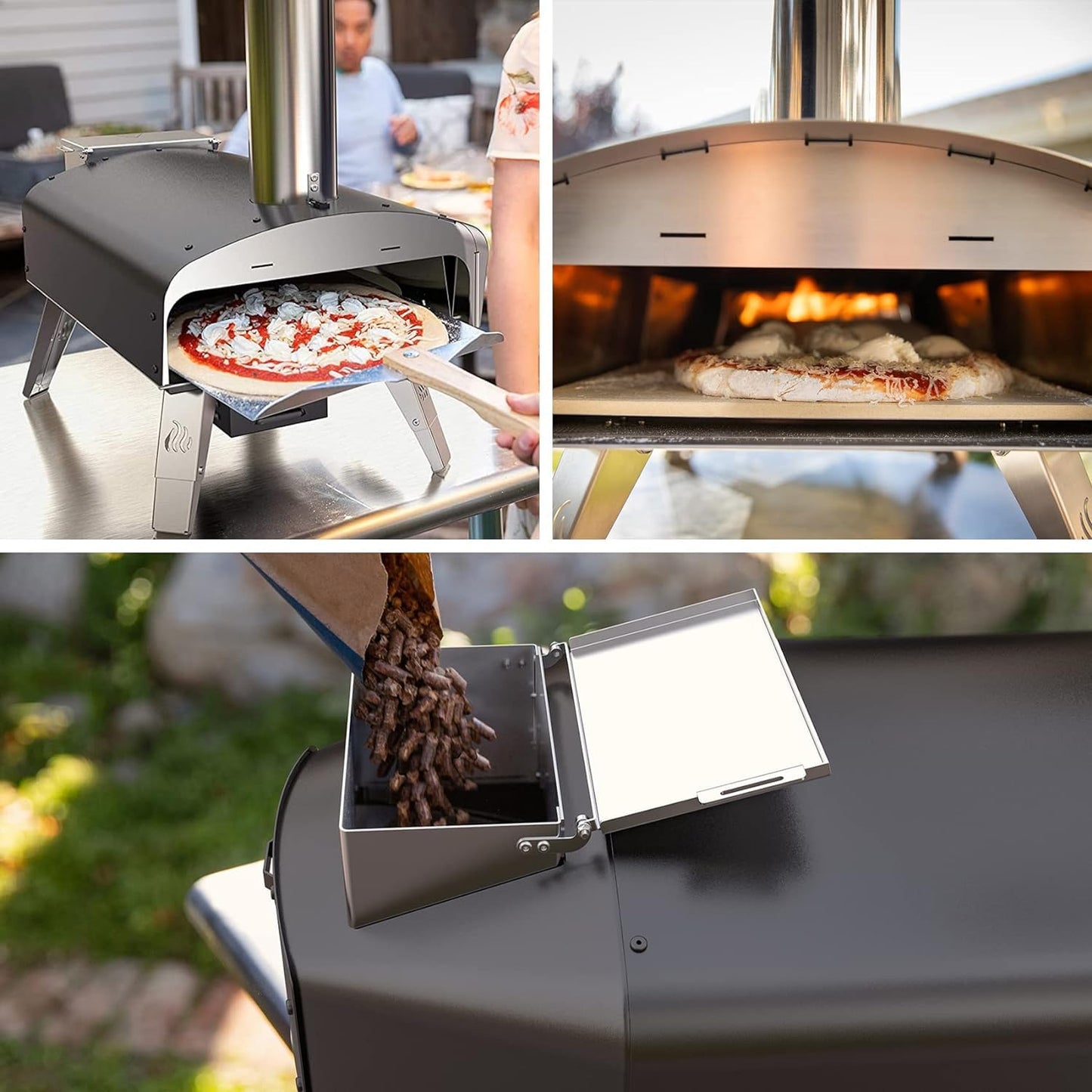 Mimiuo Outdoor Pizza Oven Wood Pellet Fired Pizza Stove with Automatic Rotating System, Pizza Stone, Pizza Peel and Carry Bag (Tisserie W-Oven Series) - Global Patent
