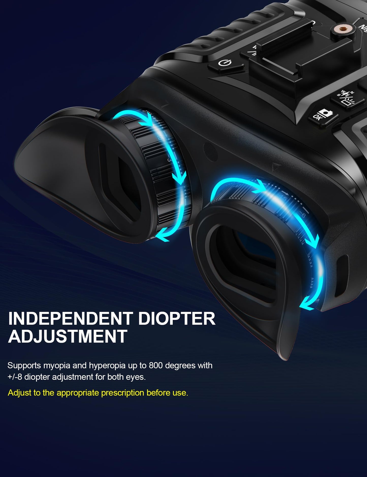 YEEIN Night Vision Goggles, Head-Mounted Rechargeable Binoculars, 3" Screen Digital Infrared Night Vision Binoculars with Head Strap &32GB Card for Hunting, Camping, Security