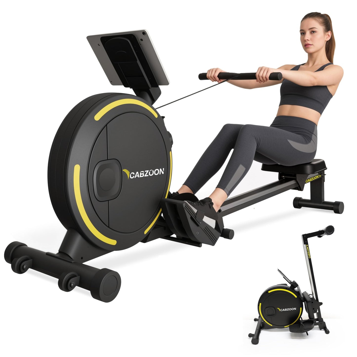 CABZOON Rowing Machines for Home，Magnetic Rowing Machine，Max 265lbs Weight Capacity, Quiet Rower with Tablet Holder，16 Levels of Resistance
