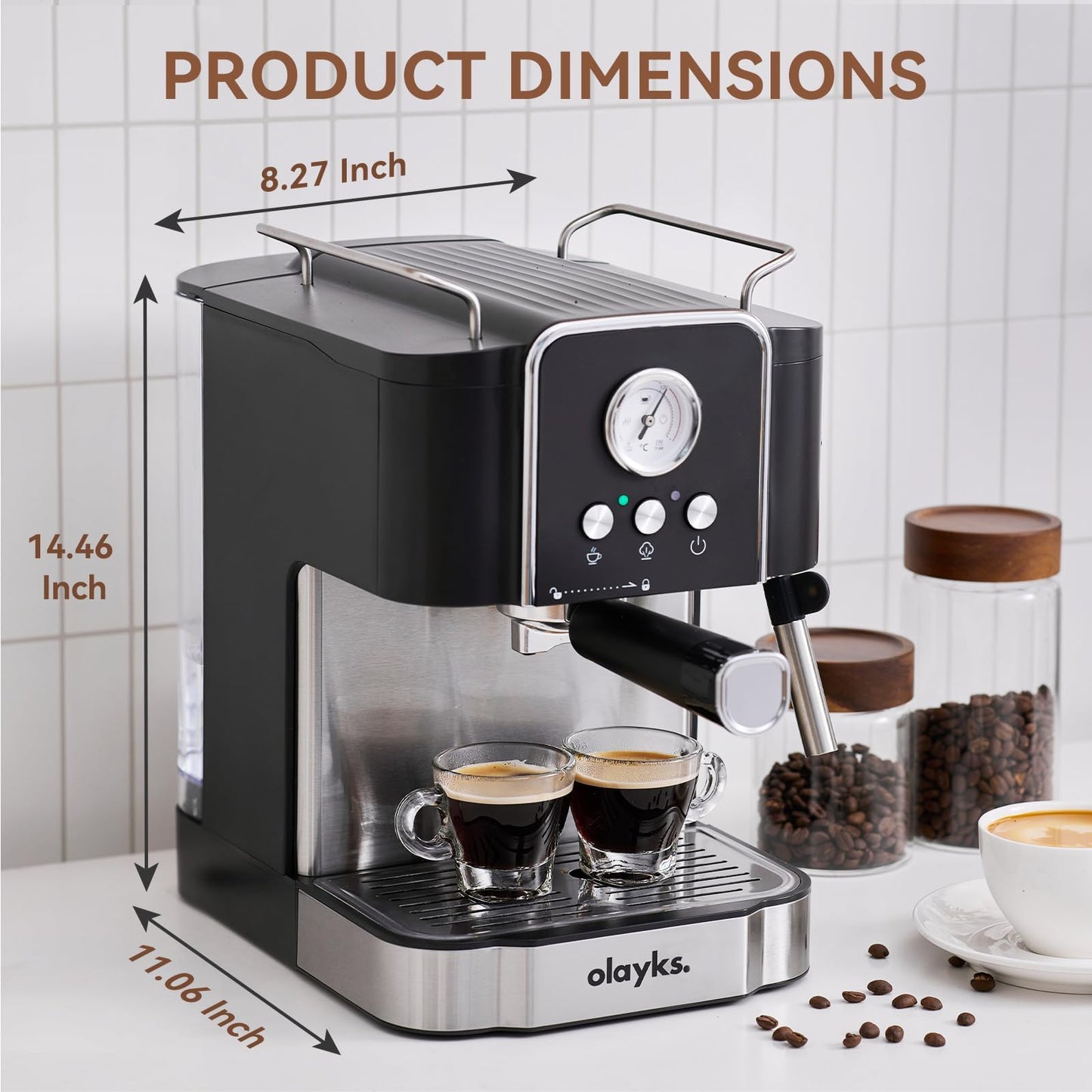olayks. Travel Steamer for Clothes, Fashion Portable Handheld Garment Steamer, 15S Heat Up and Professional 20-Bar Espresso Coffee Maker, Semi-Automatic with Steam Wand Milk Frother