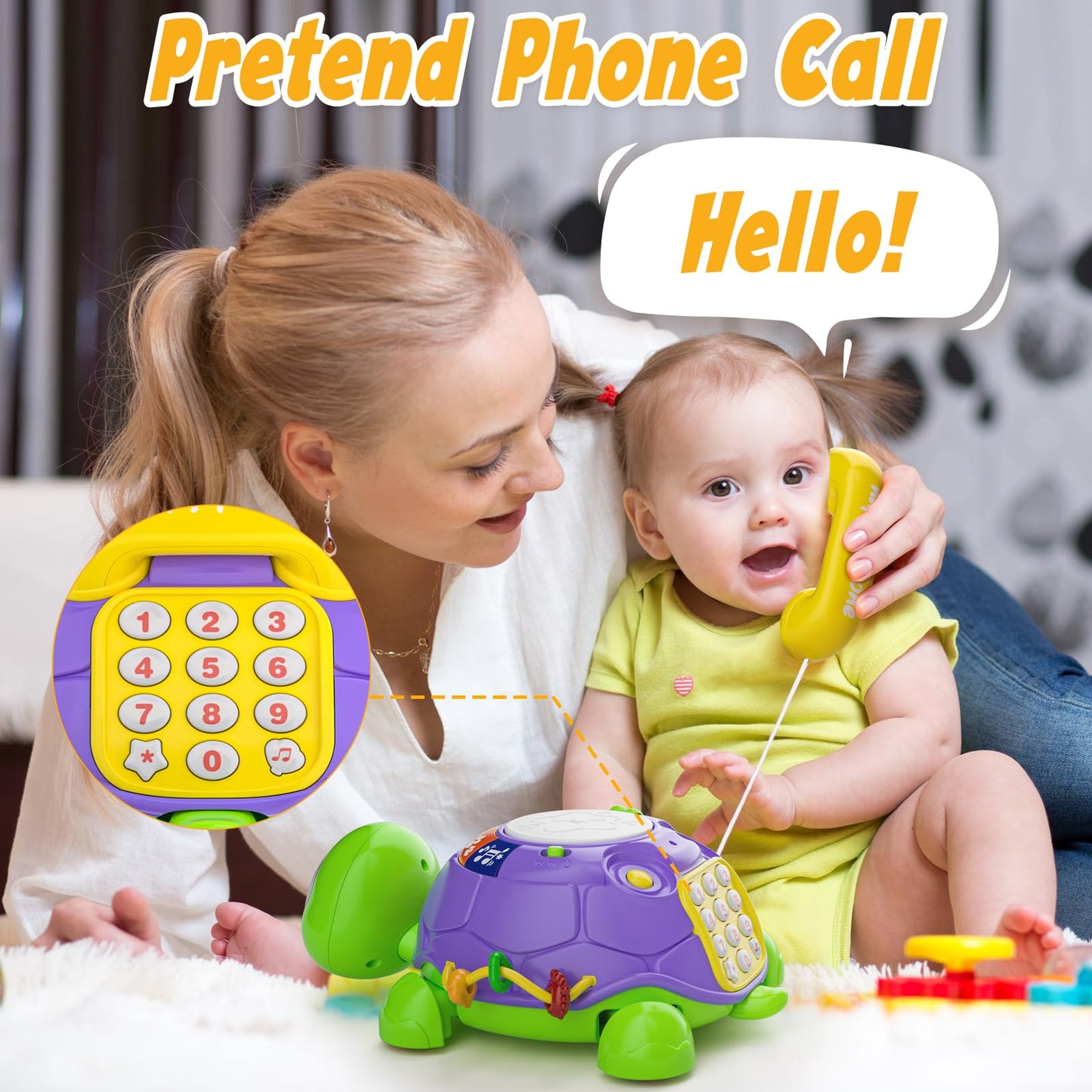 INNOSKY Baby Toys 6-12 Months, Musical Turtle Crawling Tummy Time Development Light up Infant Toys 12-18 Months, Bilingual Educational Boy Girl Gifts Toy for 3-6 4 5 7 8 9-12 Month