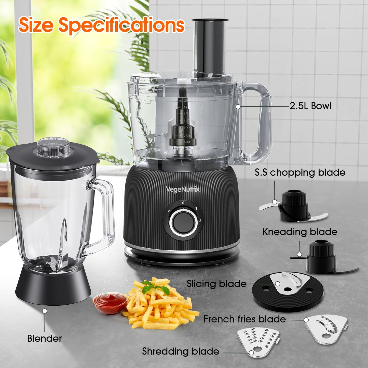 Food Processor and Blender Combo, 88 oz Food Chopper for Meat, Vegetable and Dough, 70 oz 600W Glass Jar Blender with 2 Speeds and Pulse for Smoothie, Nutrient Extractions, and More