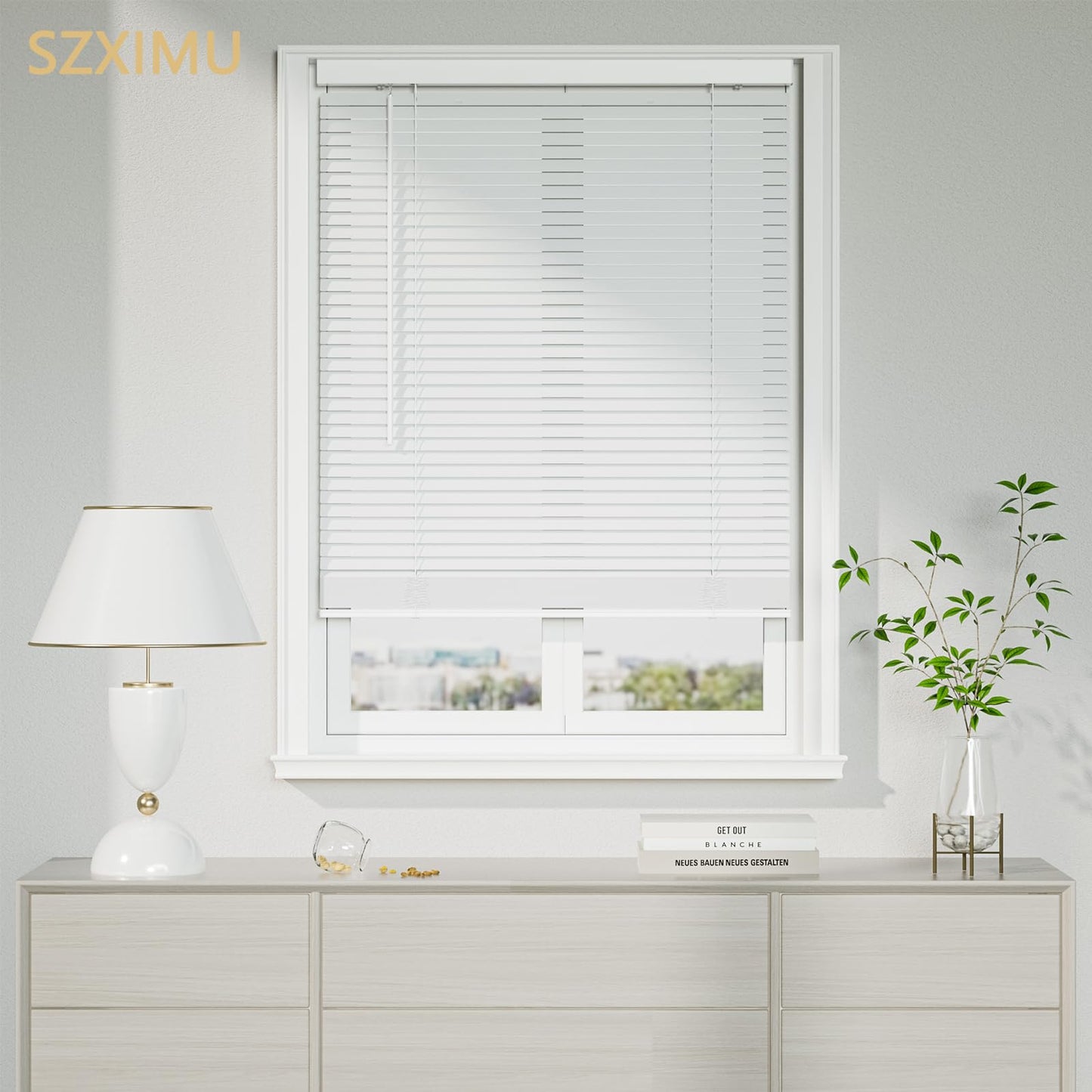 SZXIMU Window Blinds 30" W X 64" H, 1" Cordless Blinds for Indoor Windows, Room Darkening Mini Blind, Horizontal Blinds & Shades White for Home Bedroom Living Room Office Kitchen