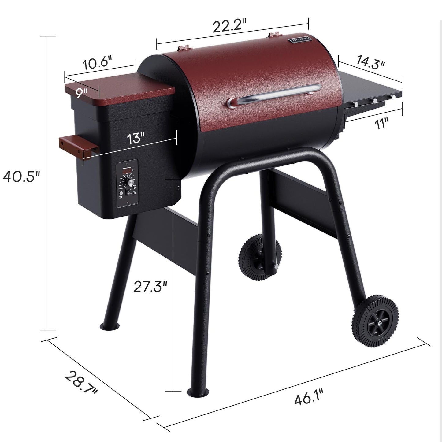 Jocoevol Pellet Smoker Grill Electric Wood Pellet Bbq Grill Smoker Electric With Auto Feed & Pid Temperature Control 180-425°F, 456 Sq.In Cook Area For Outdoor Backyard