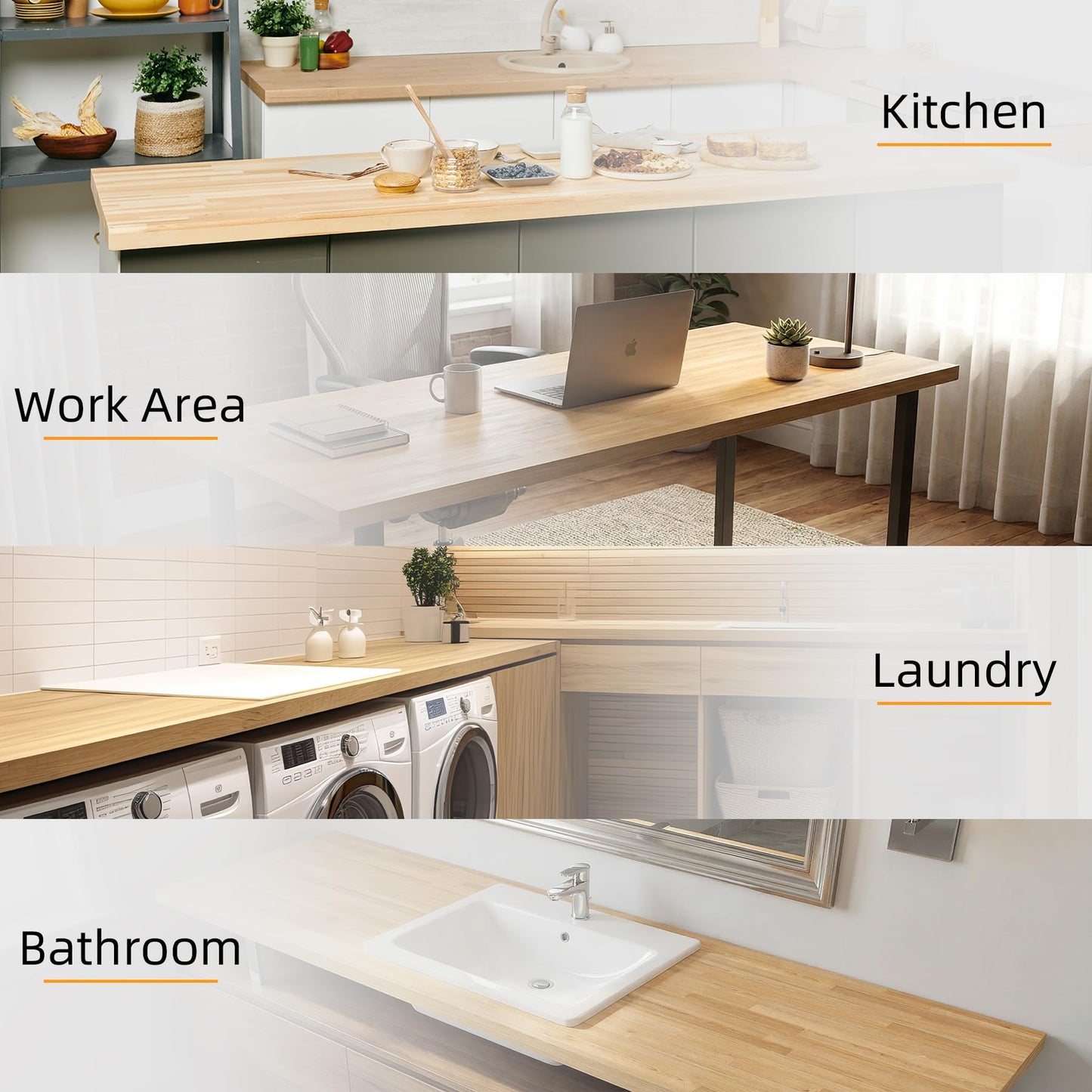 Butcher Block Countertop Wood Tabletop - 60"x25"x1.5", 5FT Solid Birch Wood Tabletop, Unfinished Hardwood Butcher Block Island Top for Kitchen Counter, Desk Top, Table Top, Workbench, Coffee Bar