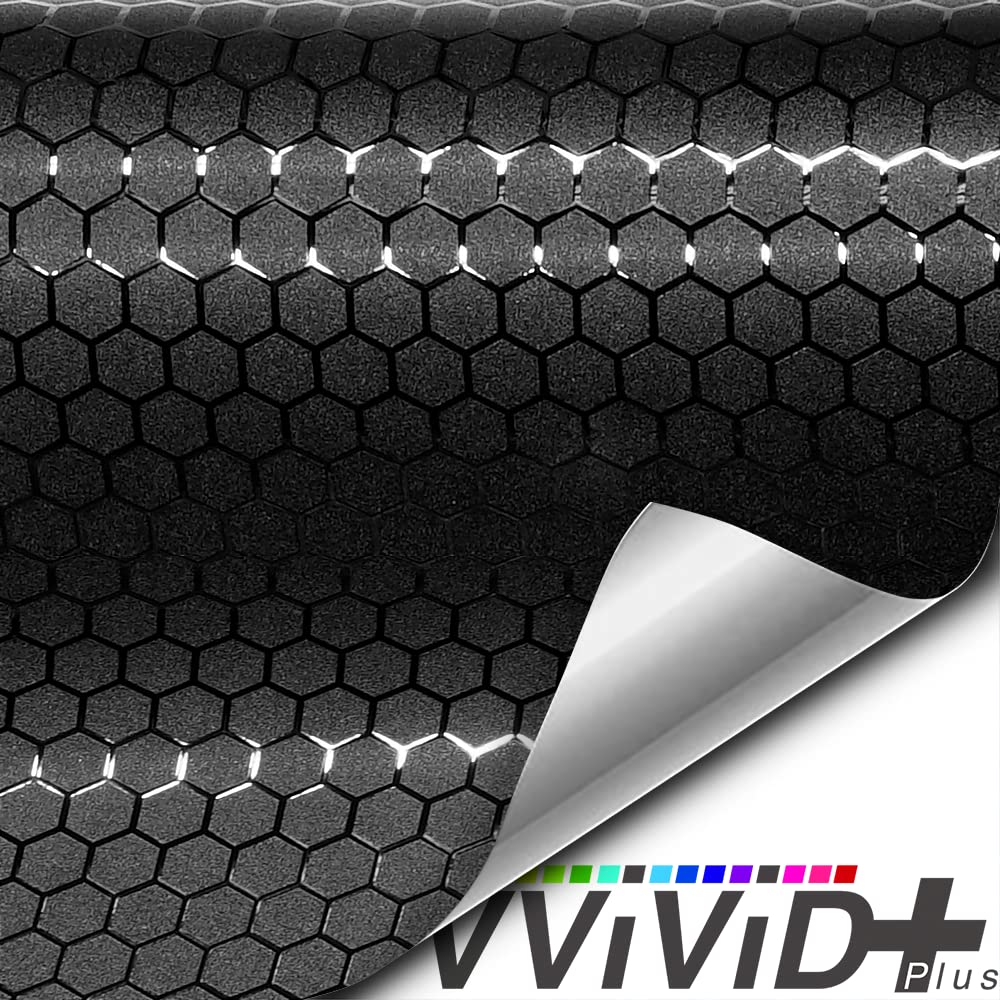 VViViD+ Honeycomb Matte Black Medium Pattern Car Wrap Vinyl (50ft x 5ft)