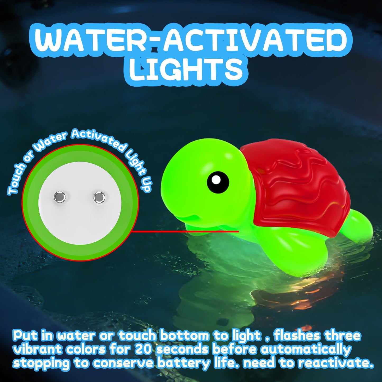 ZGLYMUS Light Up Bath Toys,No Hole Mold Free Baby Bath Toys,Ocean Animal Water-Activated Lights Flashes and Change Color,Sensory Lights Toys for Babies and Toddlers,Bathtub,Shower,Water Table, Pool