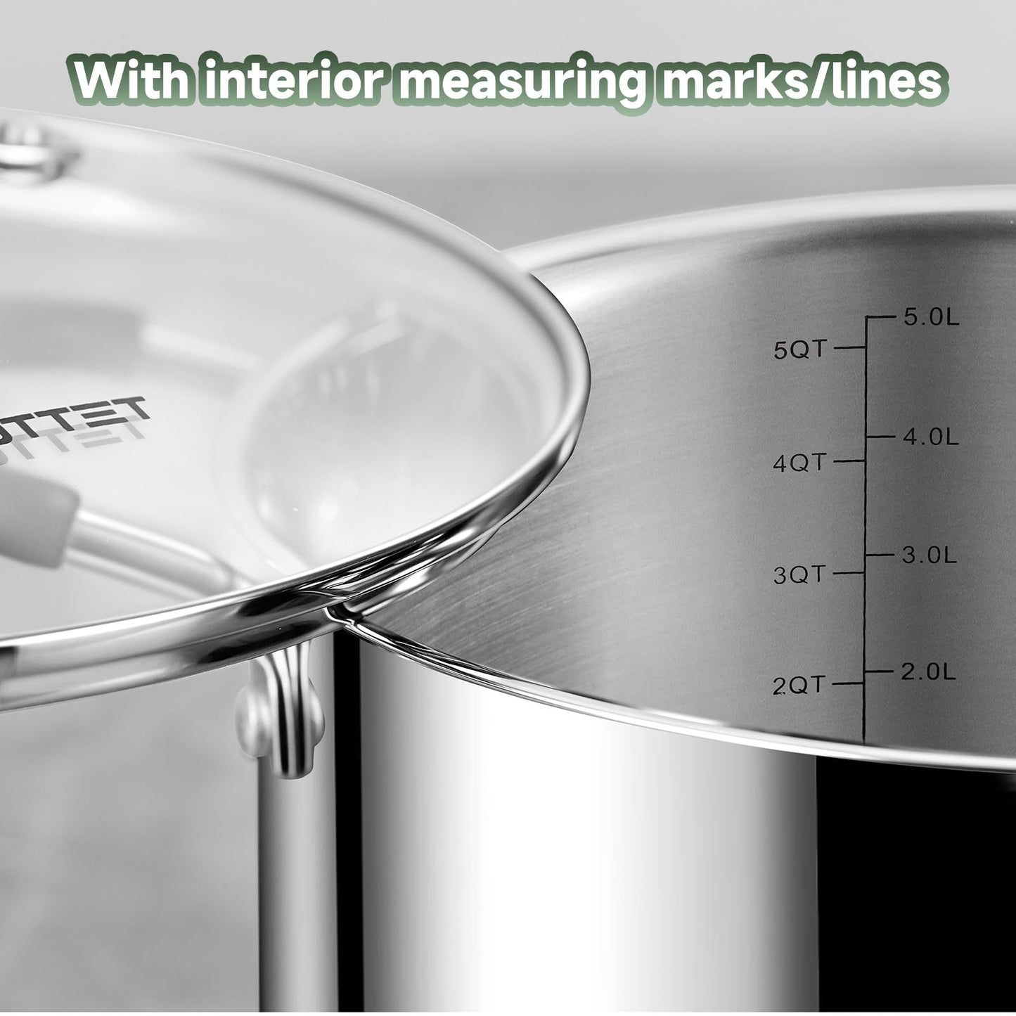 SLOTTET Stainless Steel Kitchen Cookware Set,11 Piece Pots and Pans Set with Steamer,Heat-resistant Handle,Non-Toxic,Induction,Oven,Dishwasher Safe
