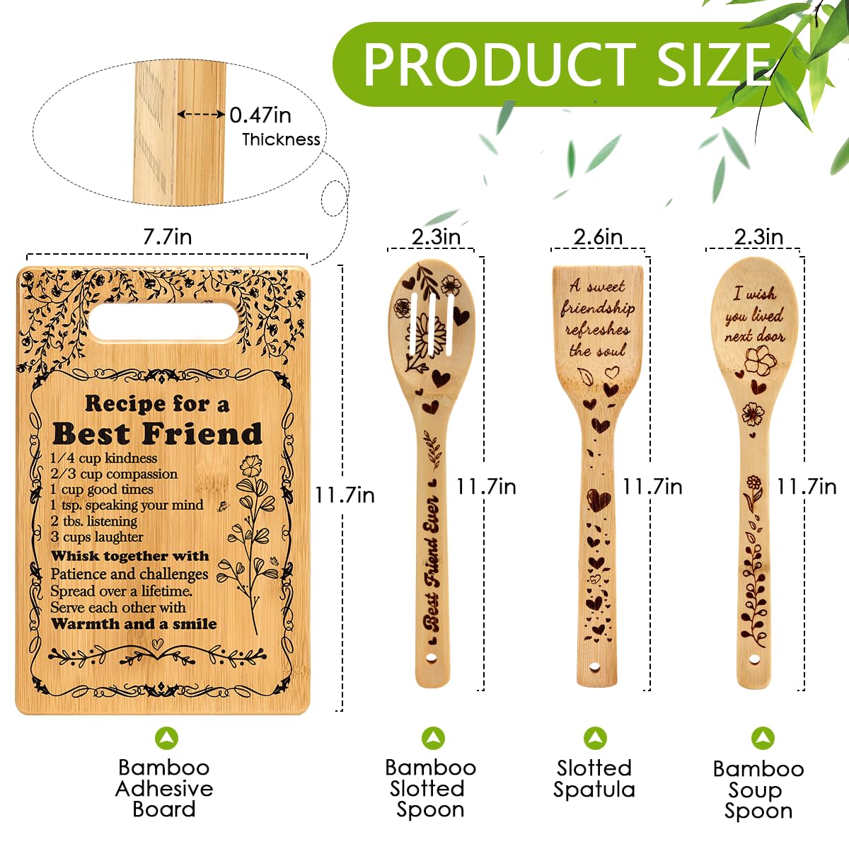 Friend Birthday Gifts for Women Friendship Best Friends Christmas Unique Gifts Ideas for BFF Bestie Soul Sister Bestie Gifts for Woman Female Bestfriend BFF Gifts Friend Forever Cutting Boards Set