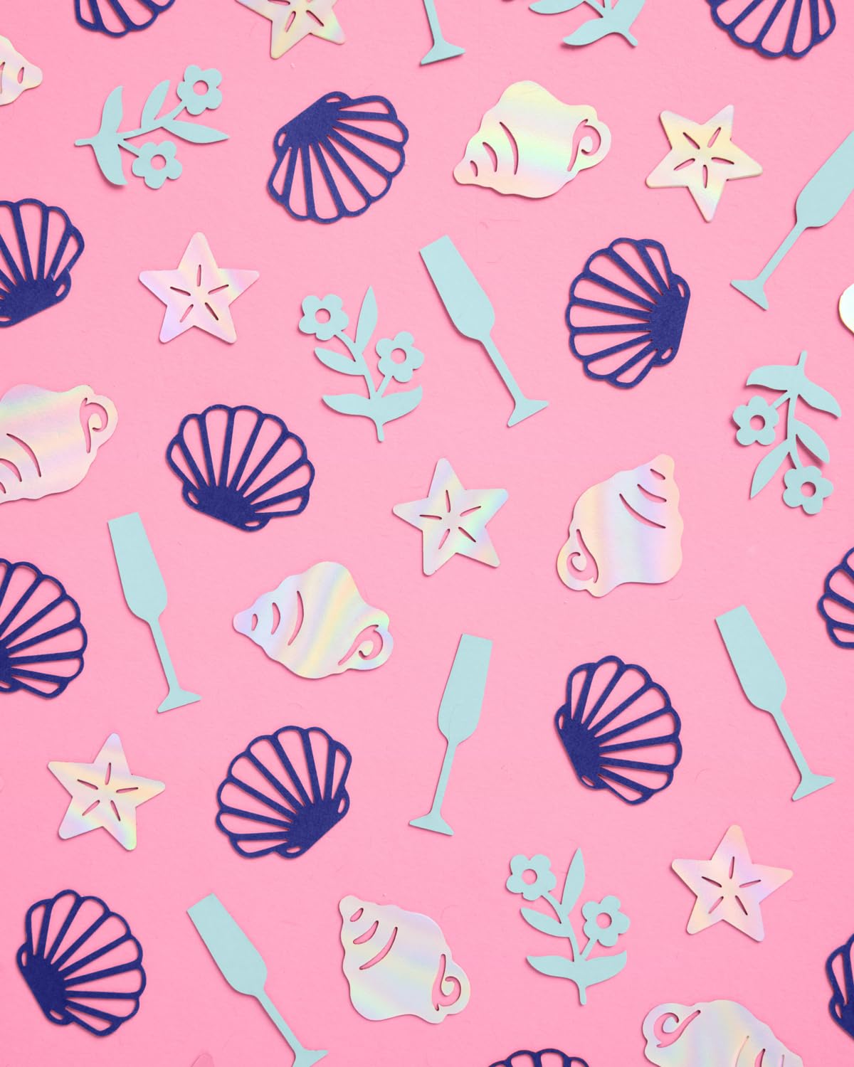 xo, Fetti Coastal Party Foil Confetti - 200 pc | Beach Engagement Party Decoration, Bachelorette Table Decor, Bridal Shower Supplies, Beach Birthday Tablescape
