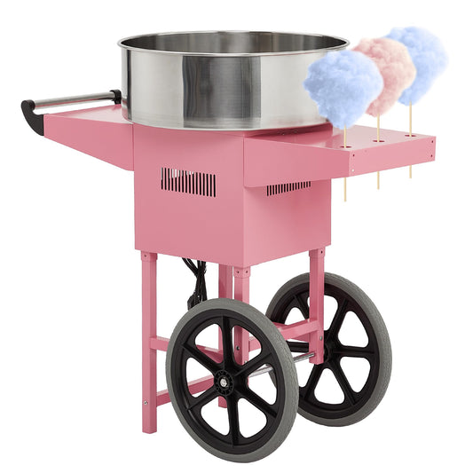 Electric Cotton Candy Machine,Stainless Steel Cart Cotton Candy Machine for Kids in Outdoors,with Sugar Spoons and Drawers,for Birthday Parties and Family Use,Pink