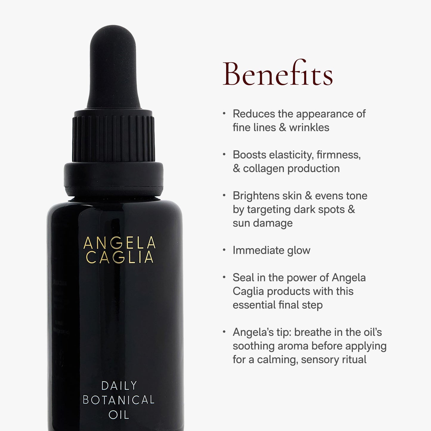 Angela Caglia Daily Botanical Oil - Organic Face Oil for Glowing Skin - Hydrating & Nourishing with Antioxidants - USDA-Certified 1 Fl Oz